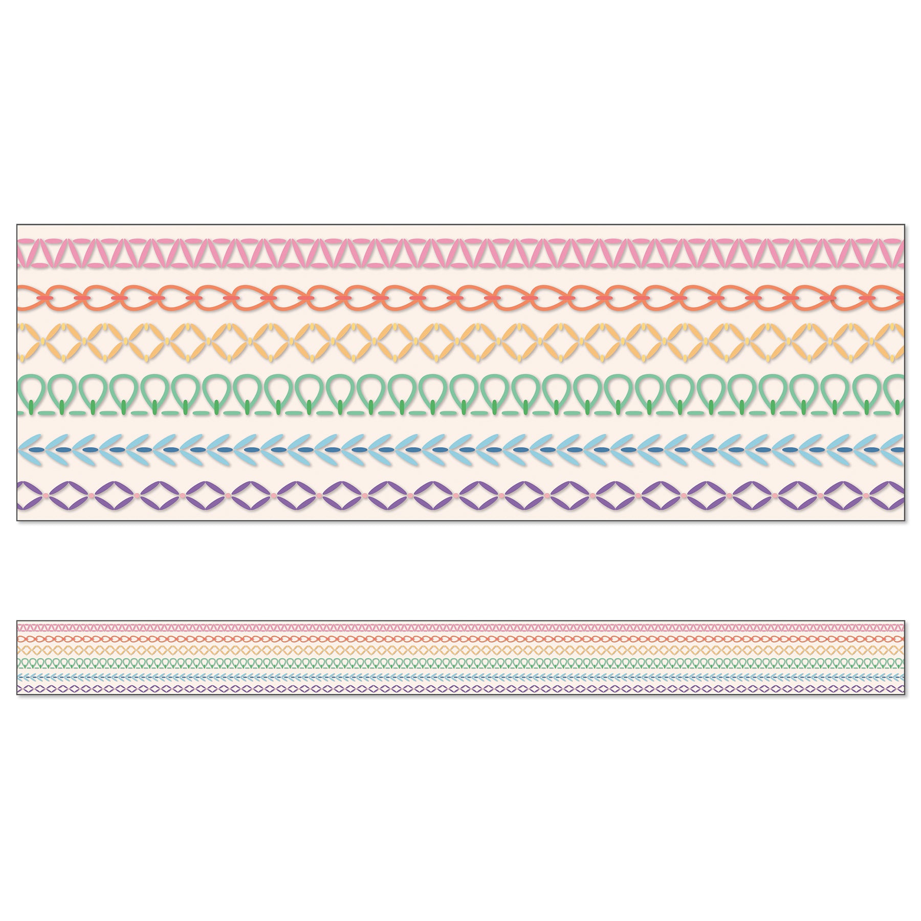 Crafty and Cool Rainbow Stitched Straight Bulletin Board Borders, 36 Feet