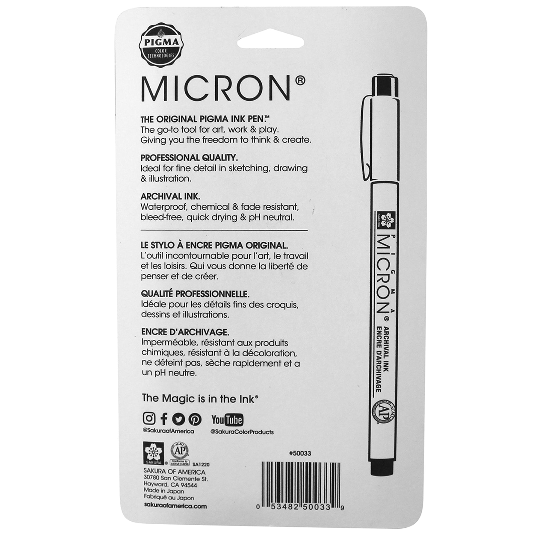 Pigma Micron Pens, Black, Size 003, 6-Pack, Blister Card