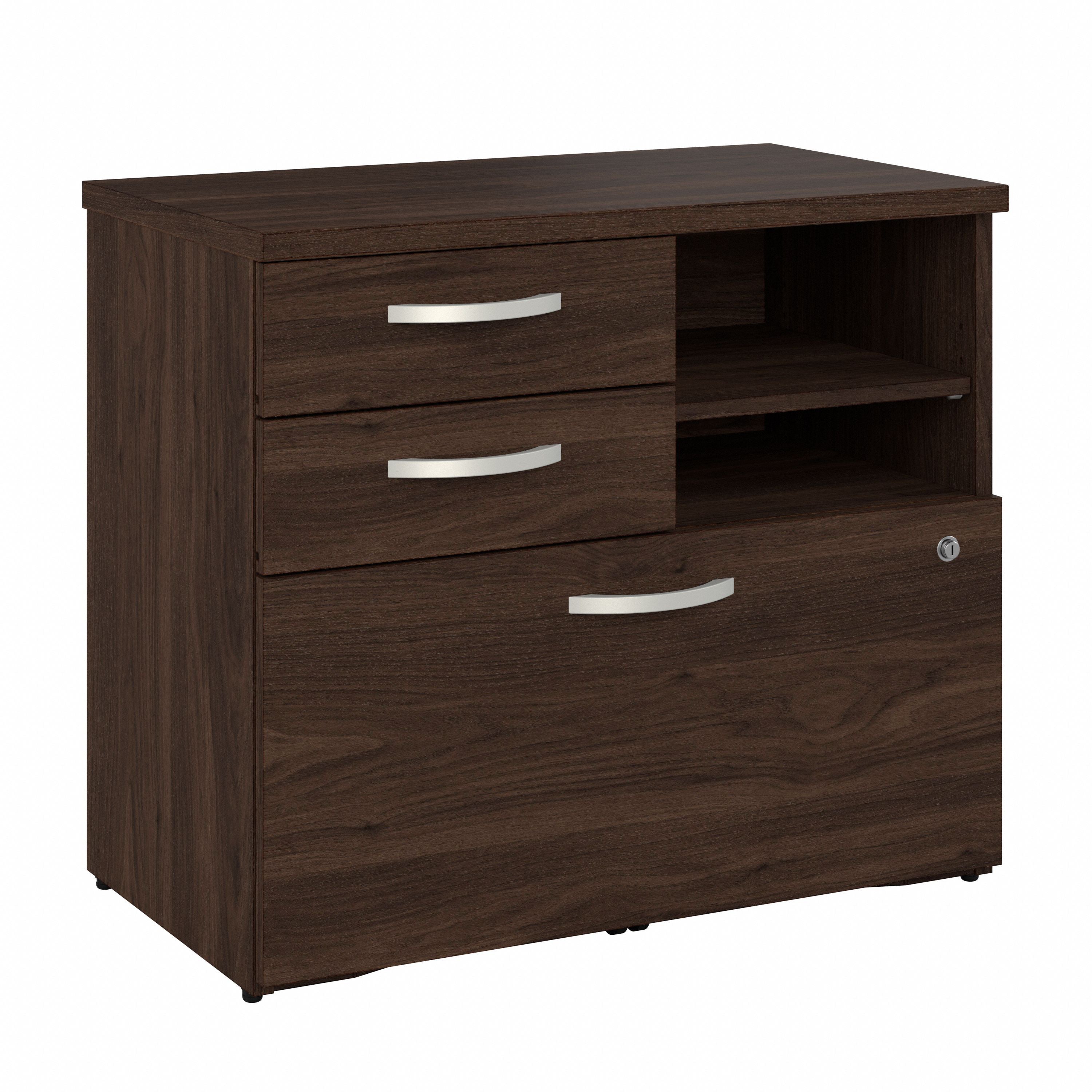 Bush Business Furniture Studio C Office Storage Cabinet with Drawers and Shelves in Black Walnut - 29.72" Width x 16.93" Depth x 25.98" Height