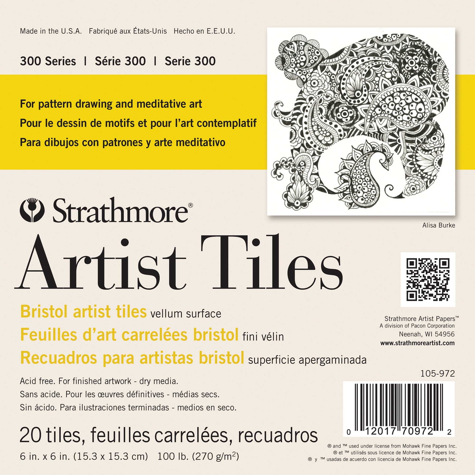 300 Series Artist Tiles, Bristol, Smooth Finish, 6x6 inch, 20 Sheets