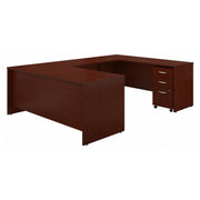 Bush Business Furniture Series C 72W x 30D U Shaped Desk with Mobile File Cabinet in Mahogany - 71.1" Width x 100.4" Depth x 29.84" Height