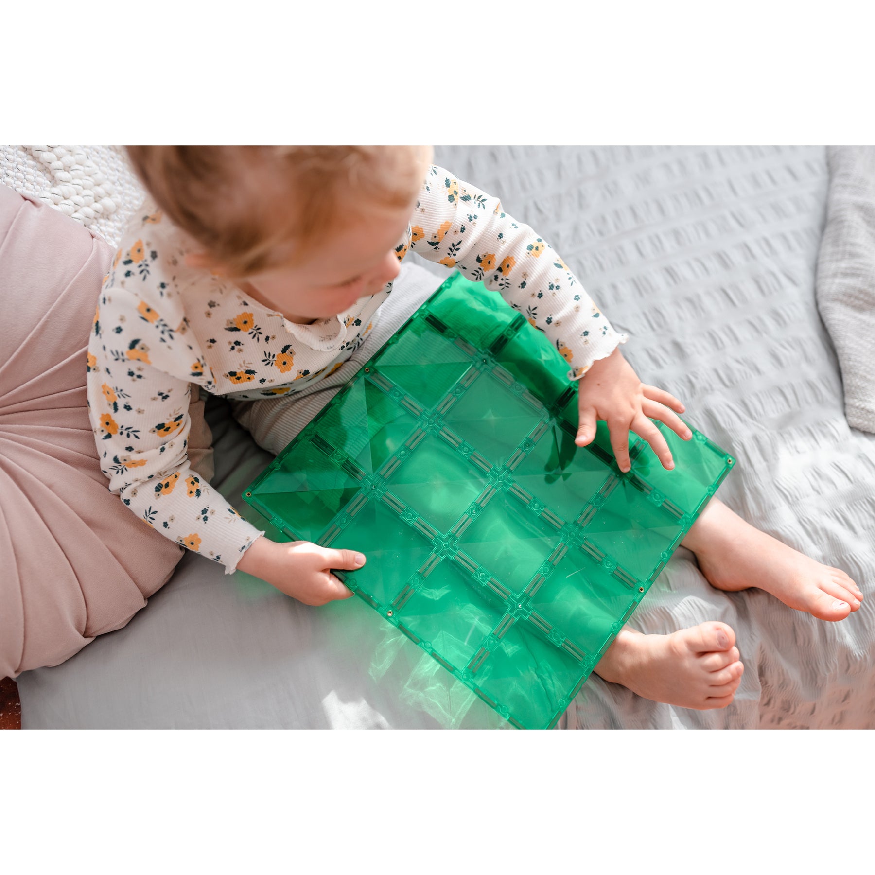 Magnetic Tiles Rainbow Blue & Green Base Plate, 2 Pieces