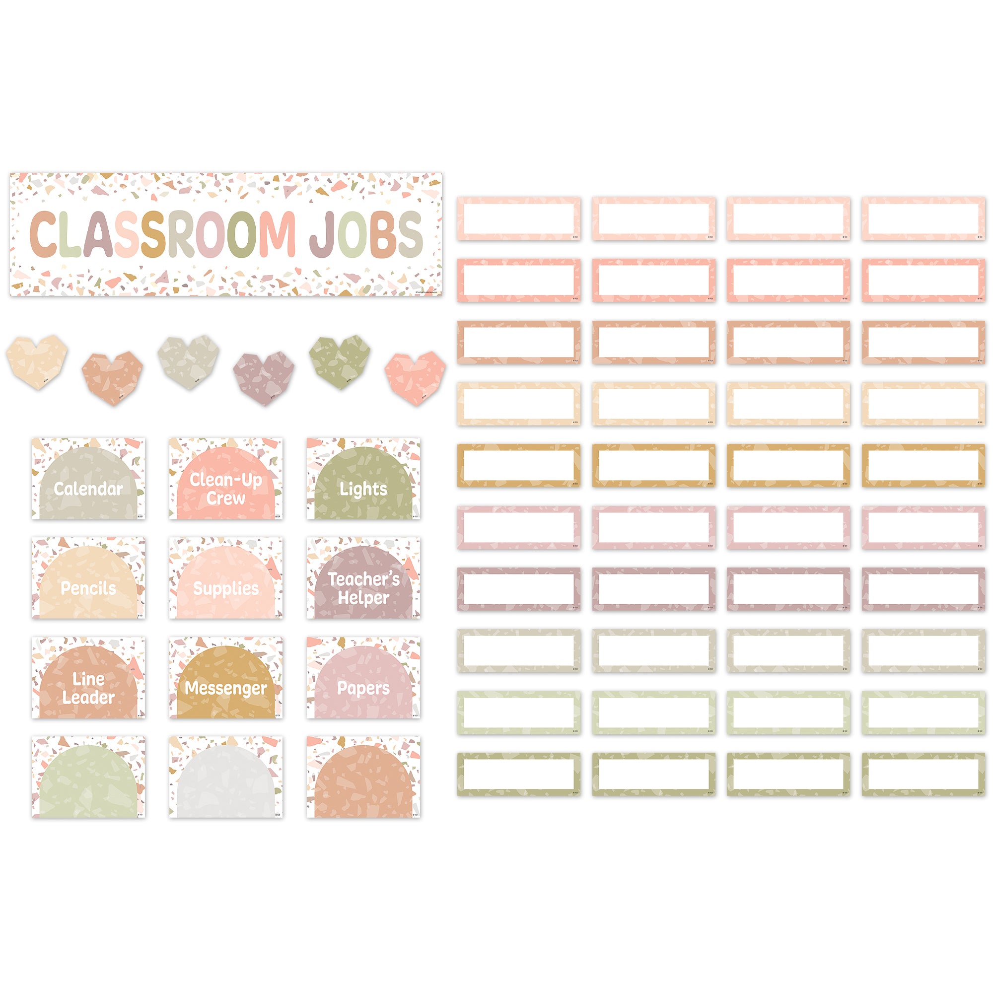 Terrazzo Tones Classroom Jobs Mini Bulletin Board Set, 59 Pieces