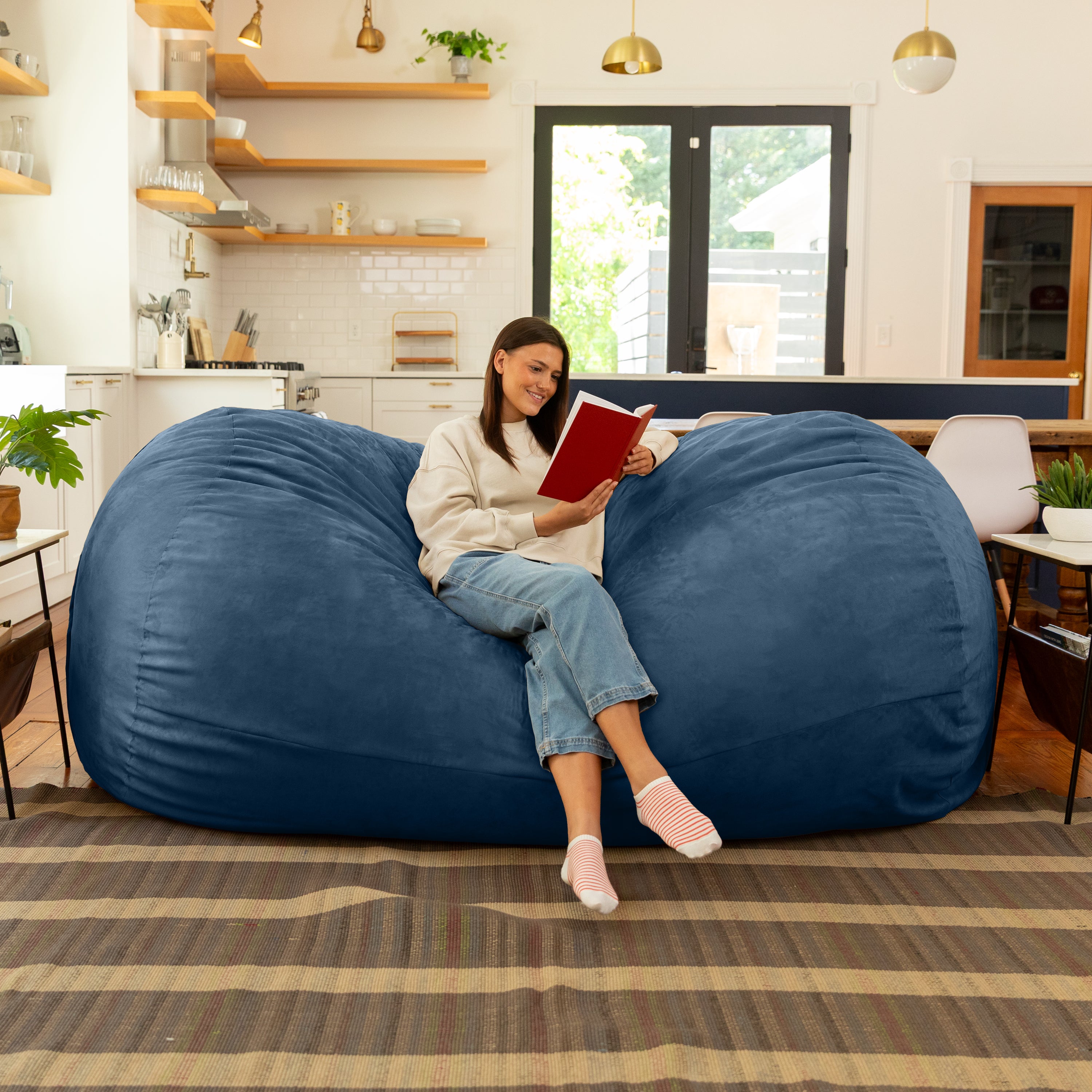 Jaxx 7 Foot Giant Bean Bag Sofa, Navy
