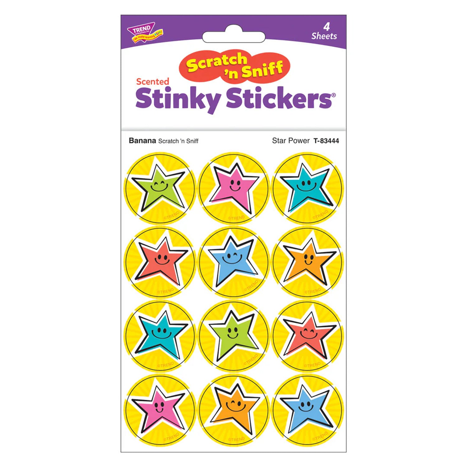 Star Power, Banana scent Scratch 'n Sniff Stinky Stickers®, Pack of 48