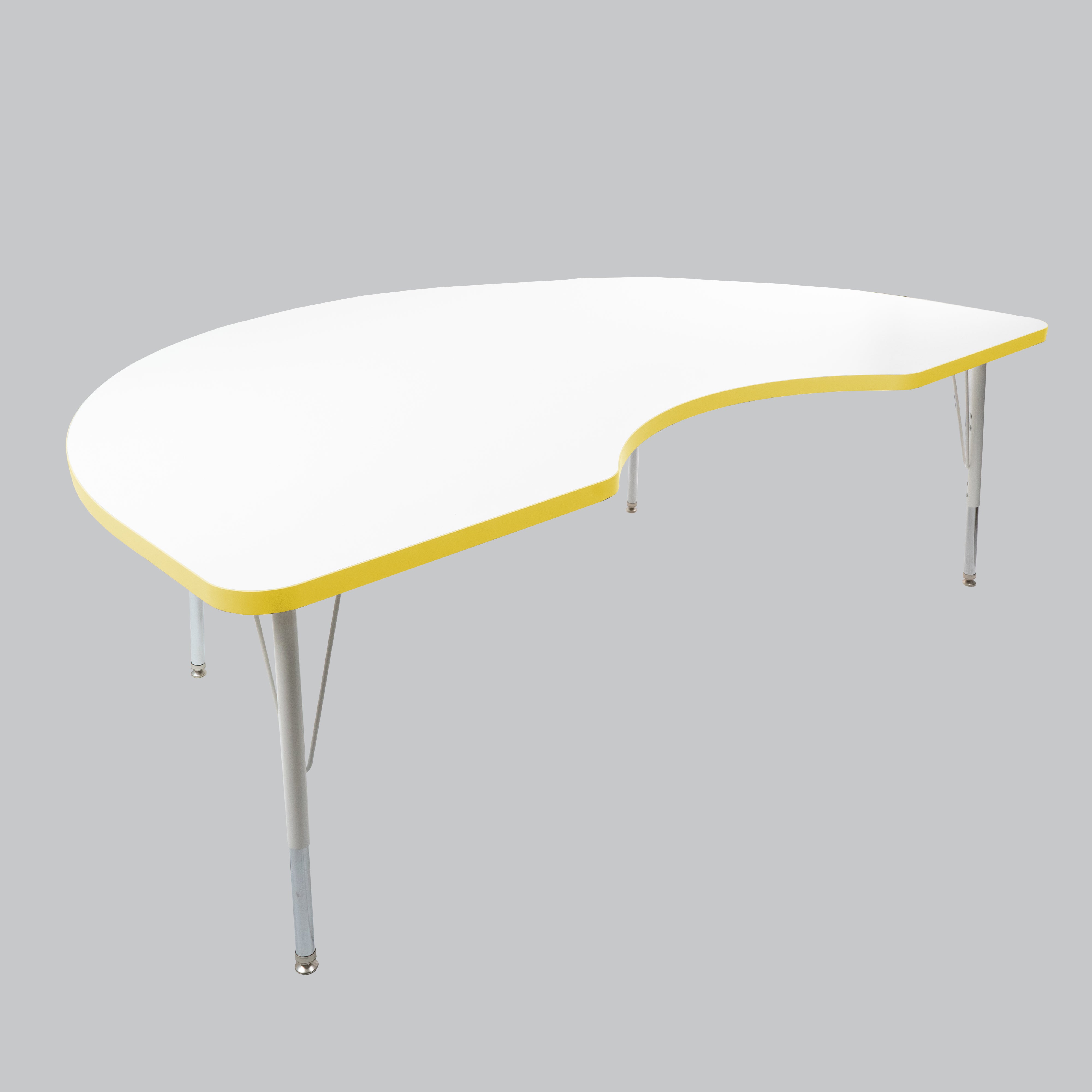 48" x 72" Kidney Thermofused Activity Table with Adjustable Standard Swivel Glide Legs - White/Squash/White