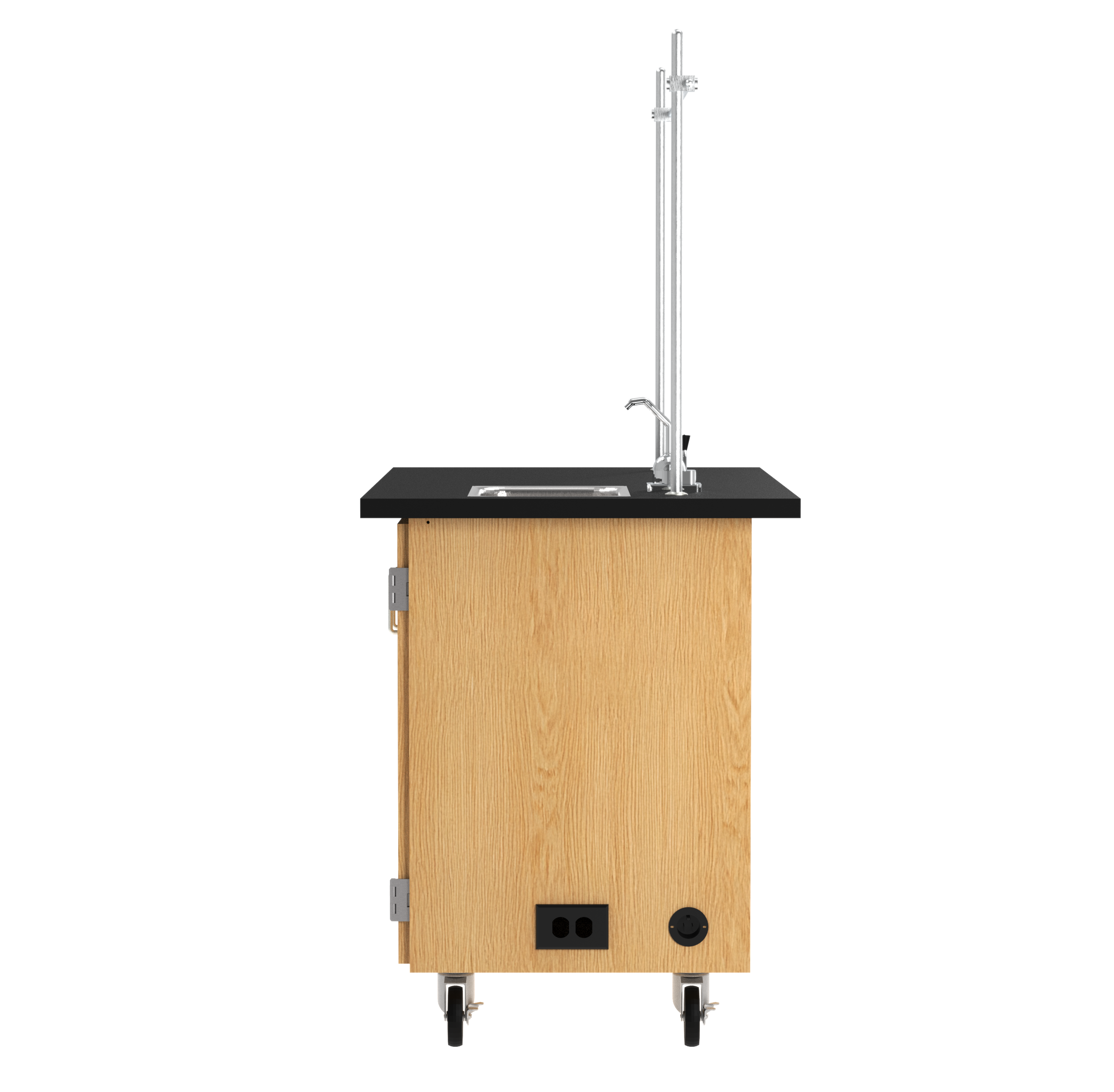 Kinetic Mobile Demo Center with Sink and Storage - Red Oak, 48"W x 28"D x 36"H