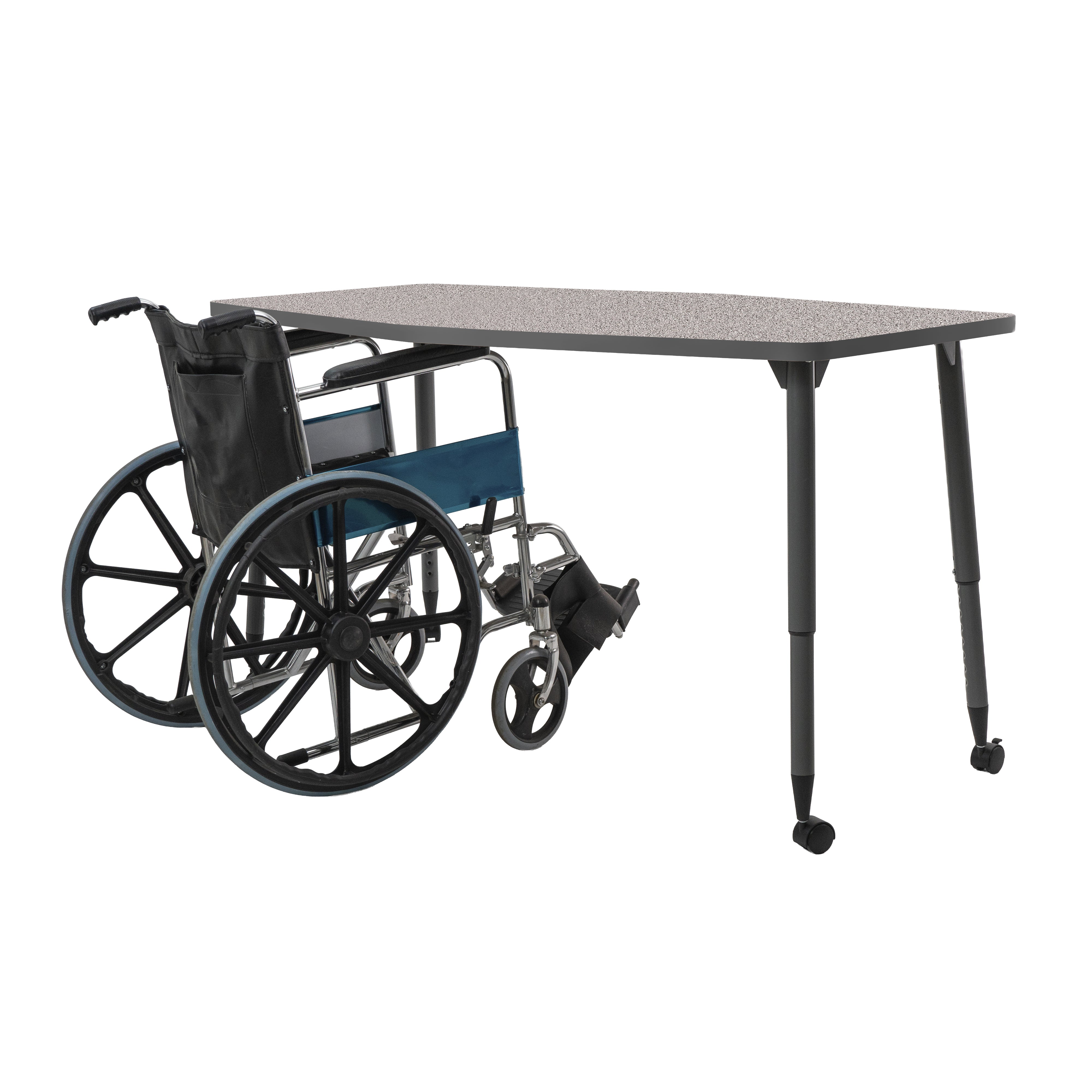 Adapte 34" x 60" Long Hexagon Thermofused Activity Table with Adjustable Tapered Legs - Gray/North Sea
