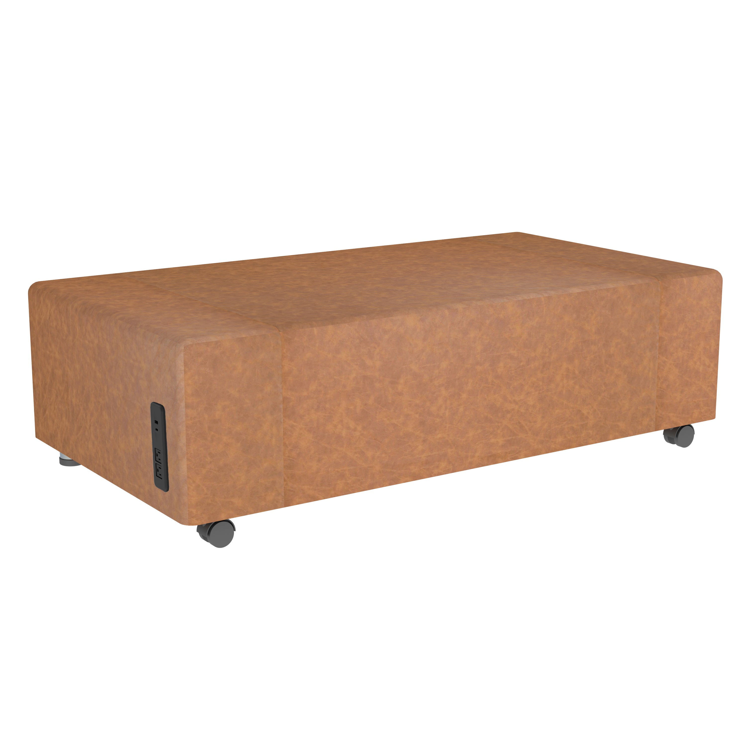 Pro Series Rustic Upholstered Rectangle Mobile Ottoman - Hazelnut