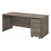 Bush Business Furniture Studio C 72W x 30D Office Desk with Mobile File Cabinet in Modern Hickory - 71.02" Width x 29.37" Depth x 29.84" Height