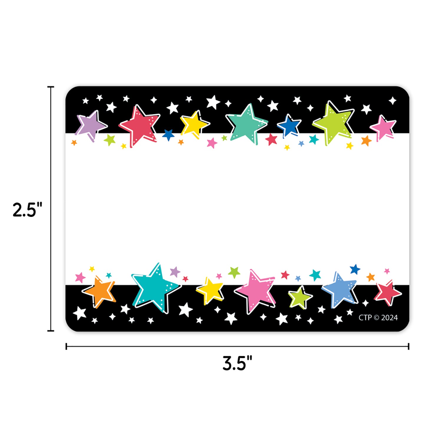 Star Bright Colorful Stars on Black Labels, Pack of 36