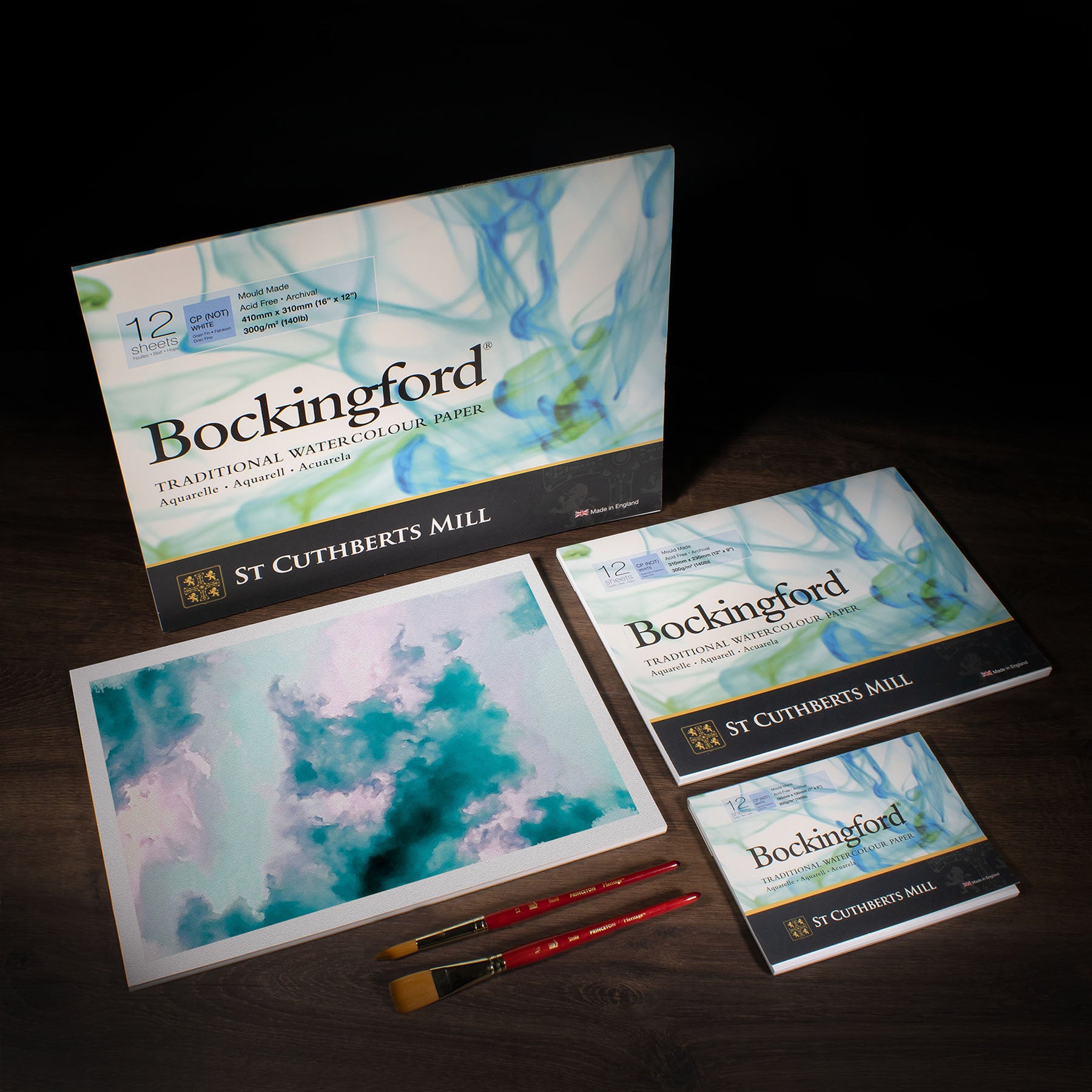 Bockingford Watercolor Pad, Cold Pressed, Glue Binding, 140lb/300gsm, 12 Sheet, 9x12 inch, 1 Count