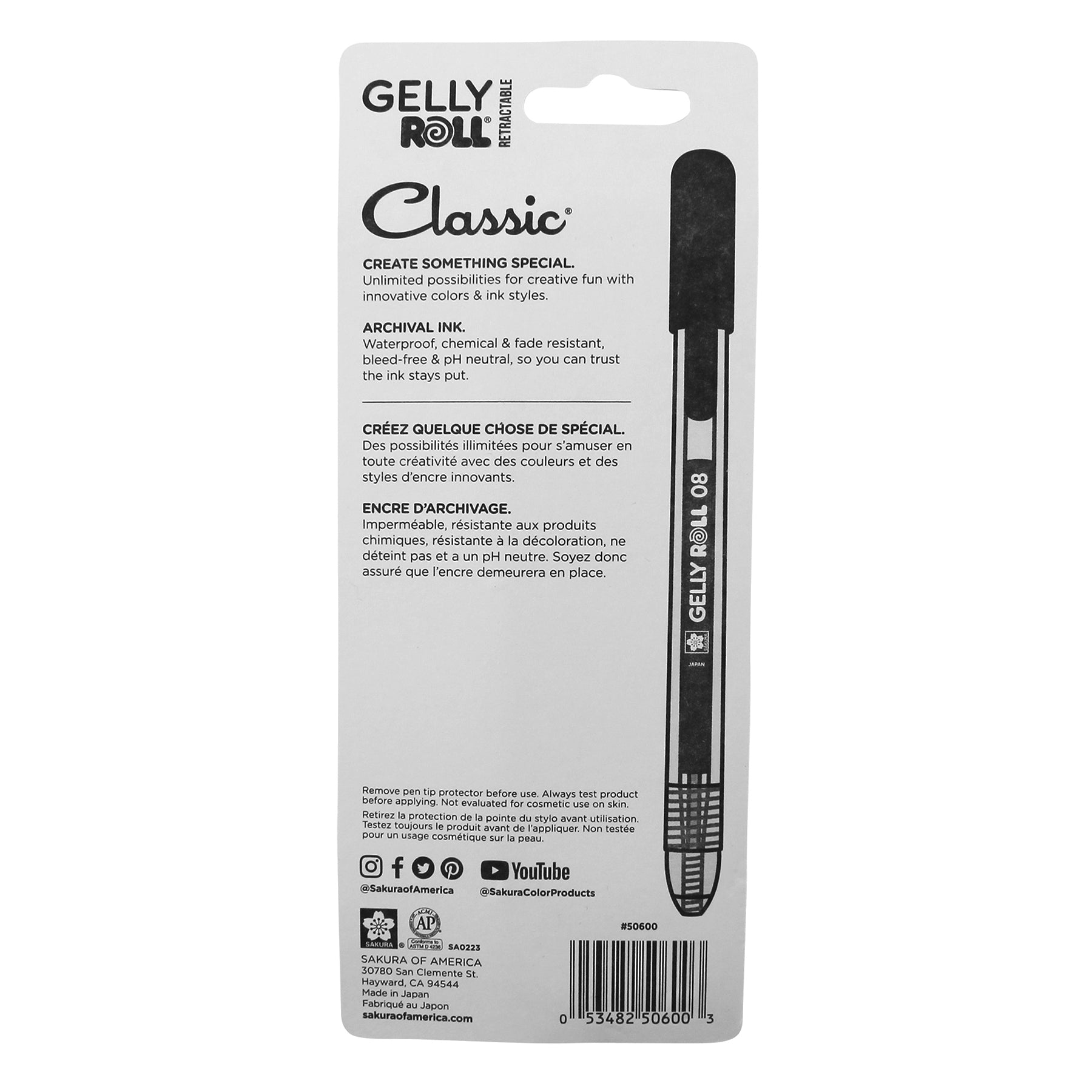 Retractable Classic Gel Pens, 08 Medium Point, Assorted Colors, 3-Pack, Blister Card