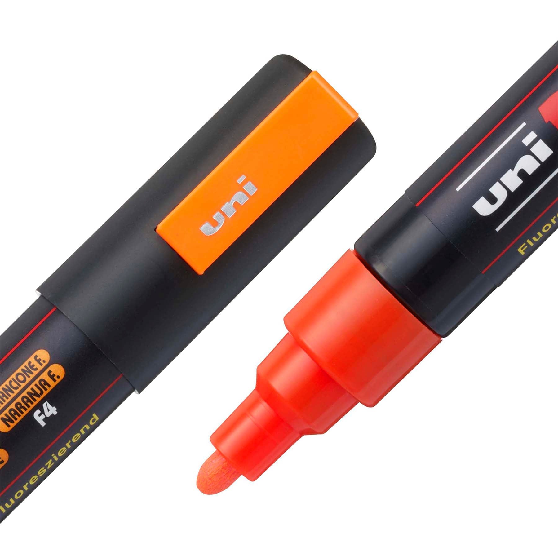 uni® POSCA PC-5M Water-Based Paint Markers, Reversible Medium Tip (1.8-2.5mm), Fluorescent Orange