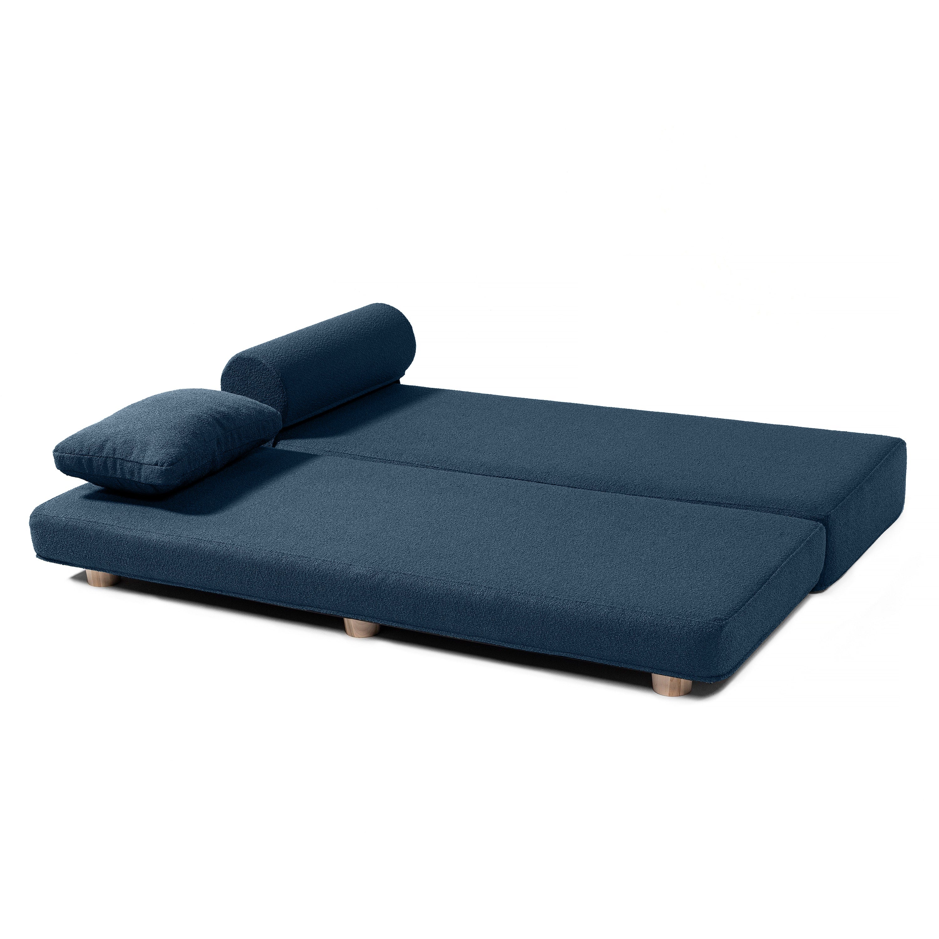Jaxx Avida Daybed – Fold Out Queen Sleeper – Premium Boucle: Sleek and Modern Lounge for Relaxing and Overnight Guests - Silver