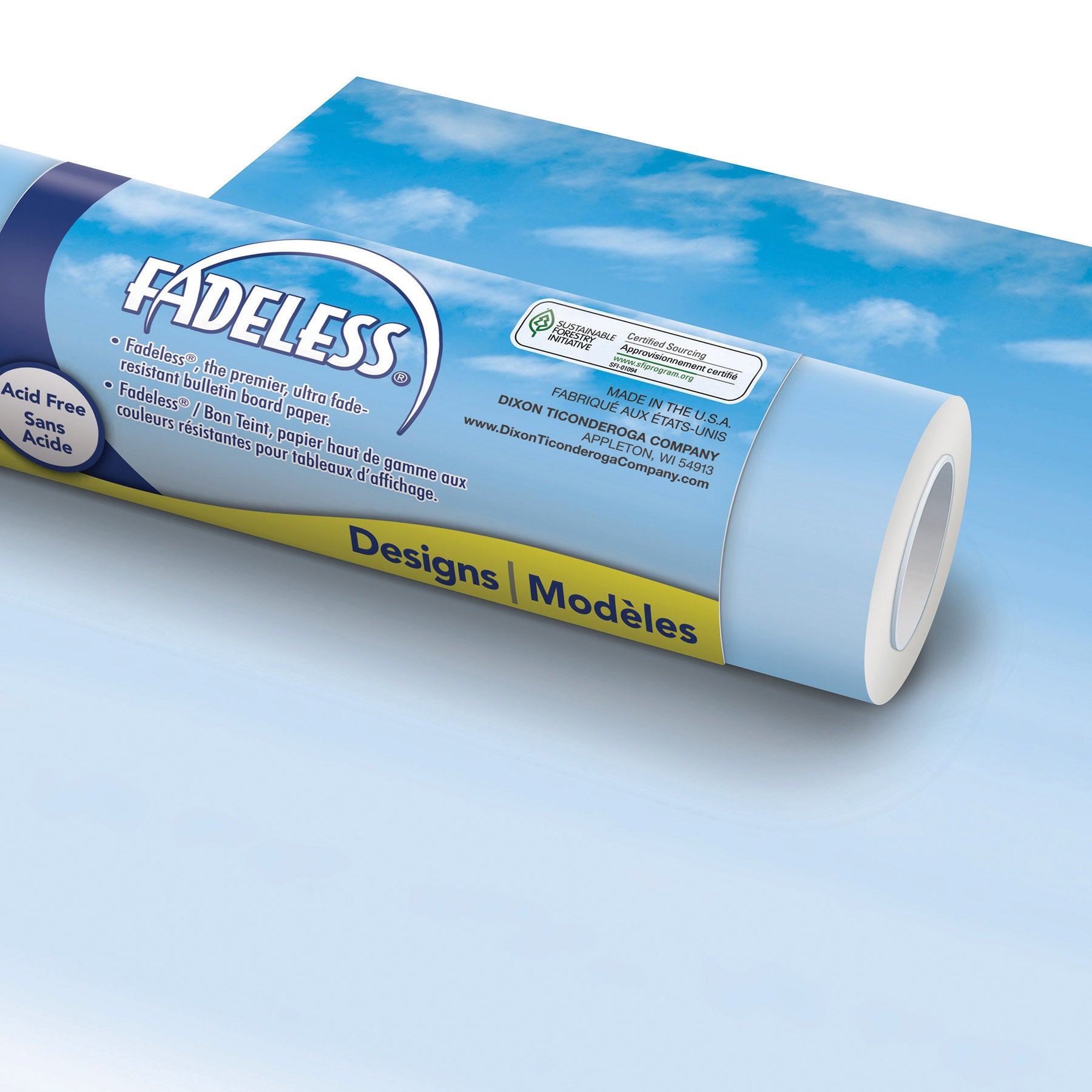 Bulletin Board Art Paper, Wispy Clouds, 48" x 12', 4 Rolls