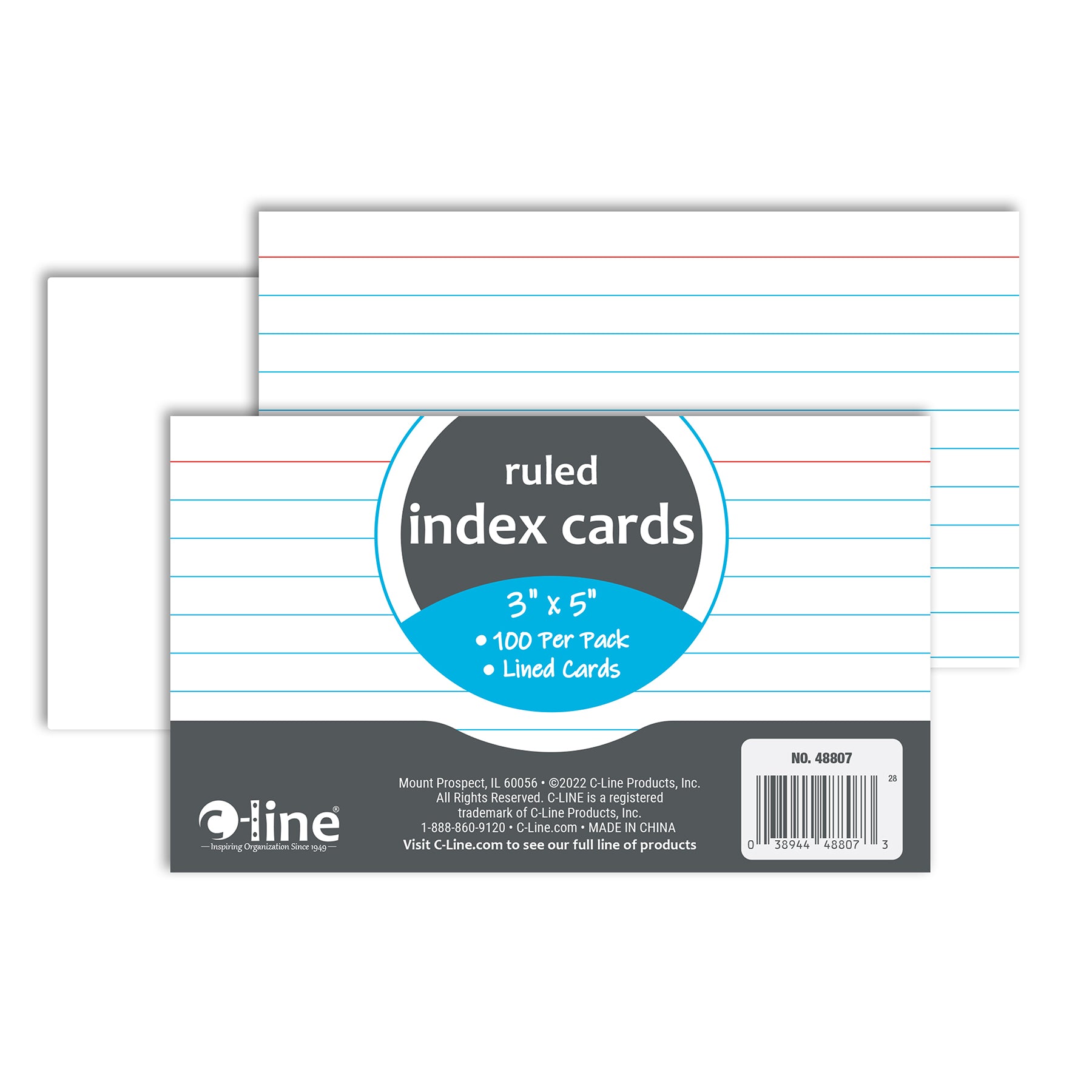Index Cards, 3" x 5", White, Pack of 100