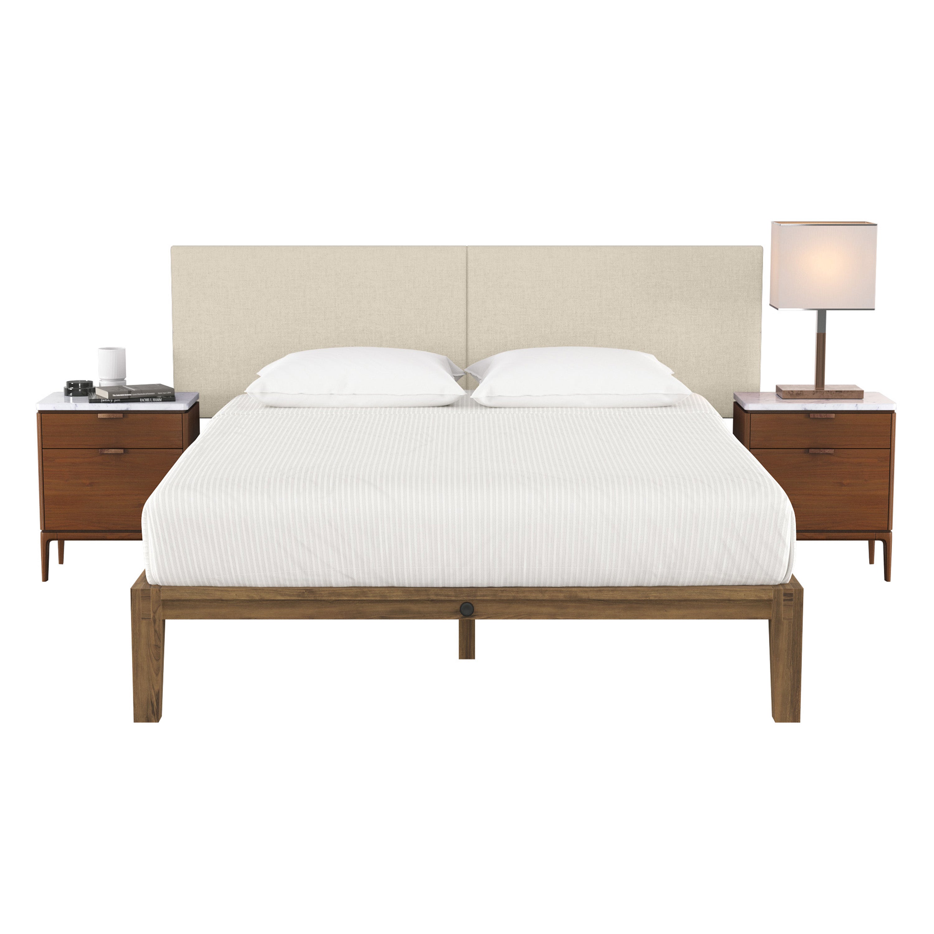 Jaxx Panelist Modern Padded Headboard- Set of 2 Wall Mounted Panels (Each 22.5" x 38")- King Double Tall, Microvelvet Dune Beige