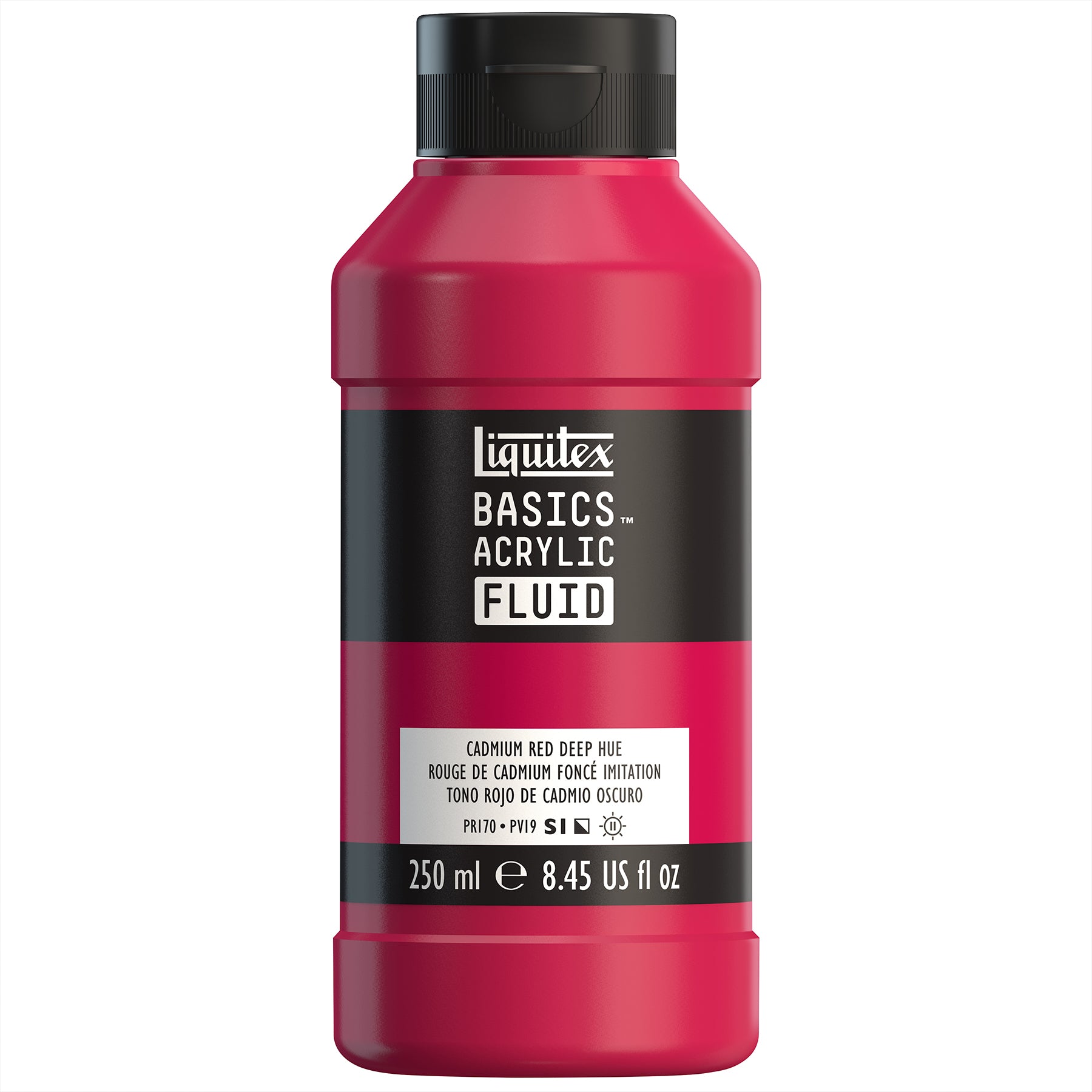LQ BASICS Acrylic Fluid 250ml Bottle -  Cadmium Red Deep Hue