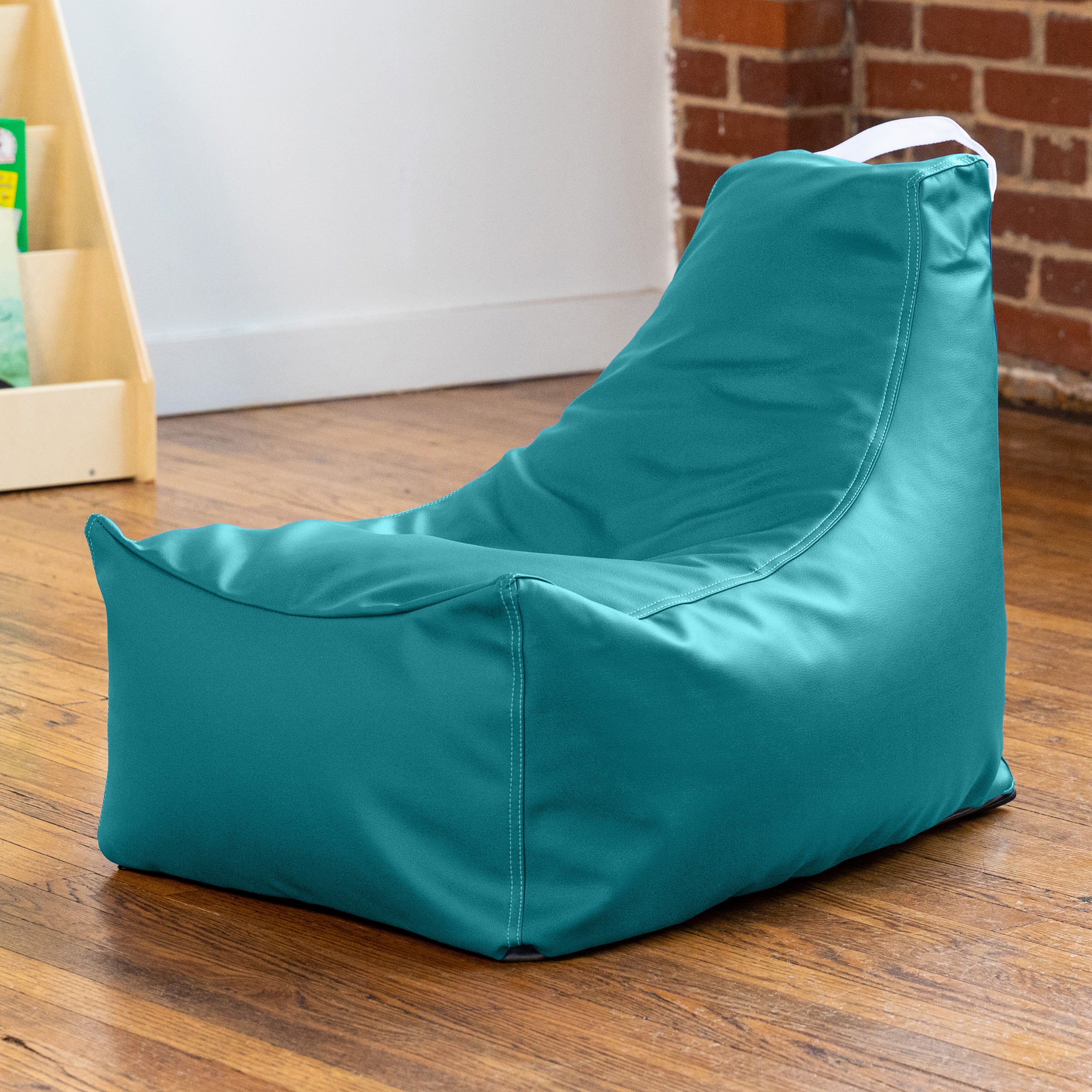 Jaxx Pezzi Jr Kids Classroom Bean Bag Chair, Premium Vinyl, Turquoise