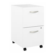 Bush Business Furniture Easy Office 2 Drawer Mobile File Cabinet in Pure White - Assembled - 15.71" Width x 20.16" Depth x 27.79" Height