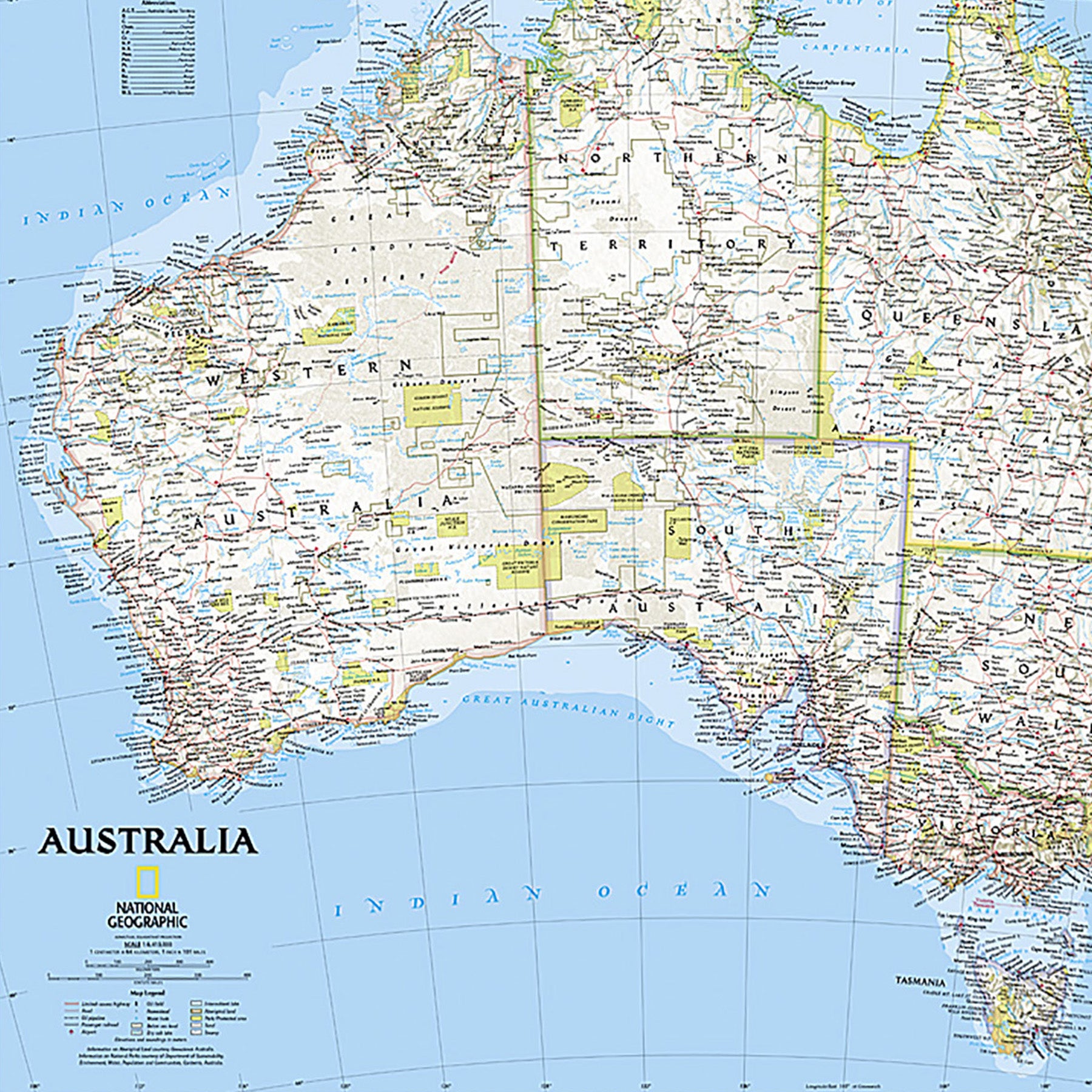 Australia Classic Map, Laminated, 30.25" x 27"