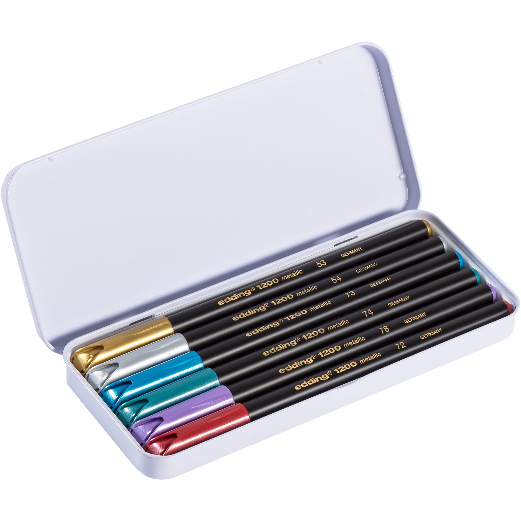 edding 1200 Metallic Colour Pen - Metal Box of 6 - Assorted