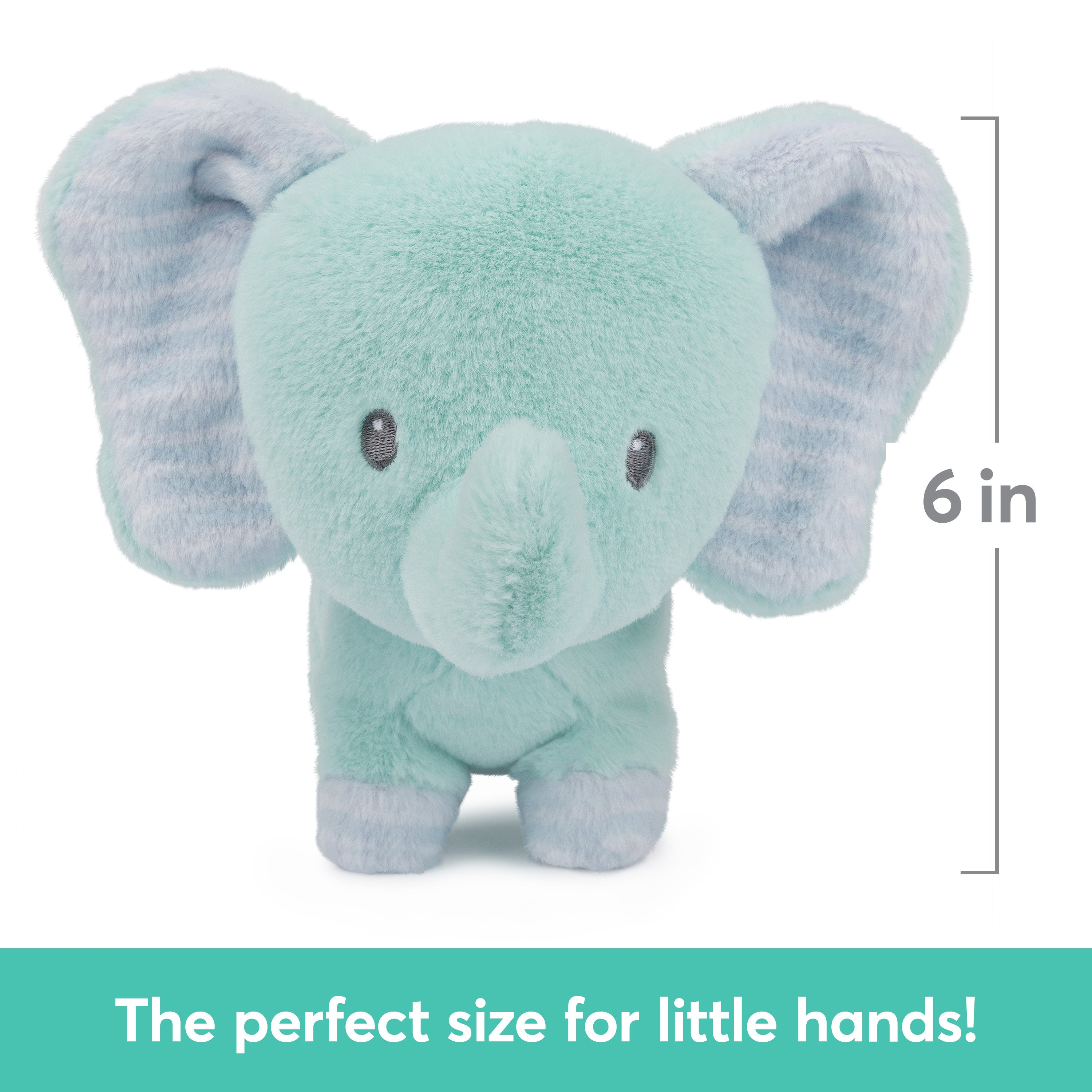 Baby GUND Safari Friends Collection Plush Elephant with Chime, Sensory Toy Stuffed Animal for Babies and Newborns, Teal, 7"