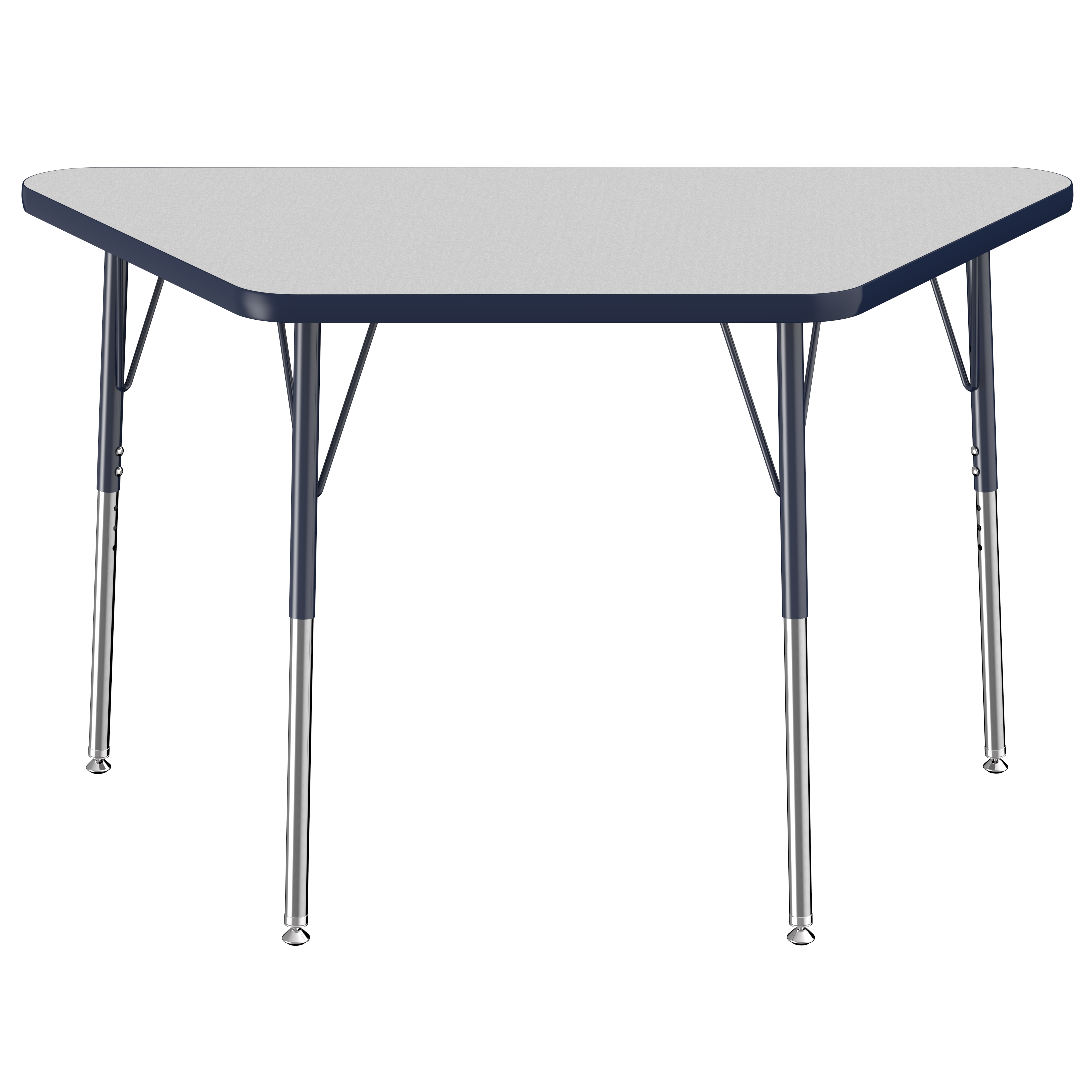 24" x 48" Trapezoid T-Molding Activity Table with Adjustable Standard Swivel Glide Legs - Gray/Navy