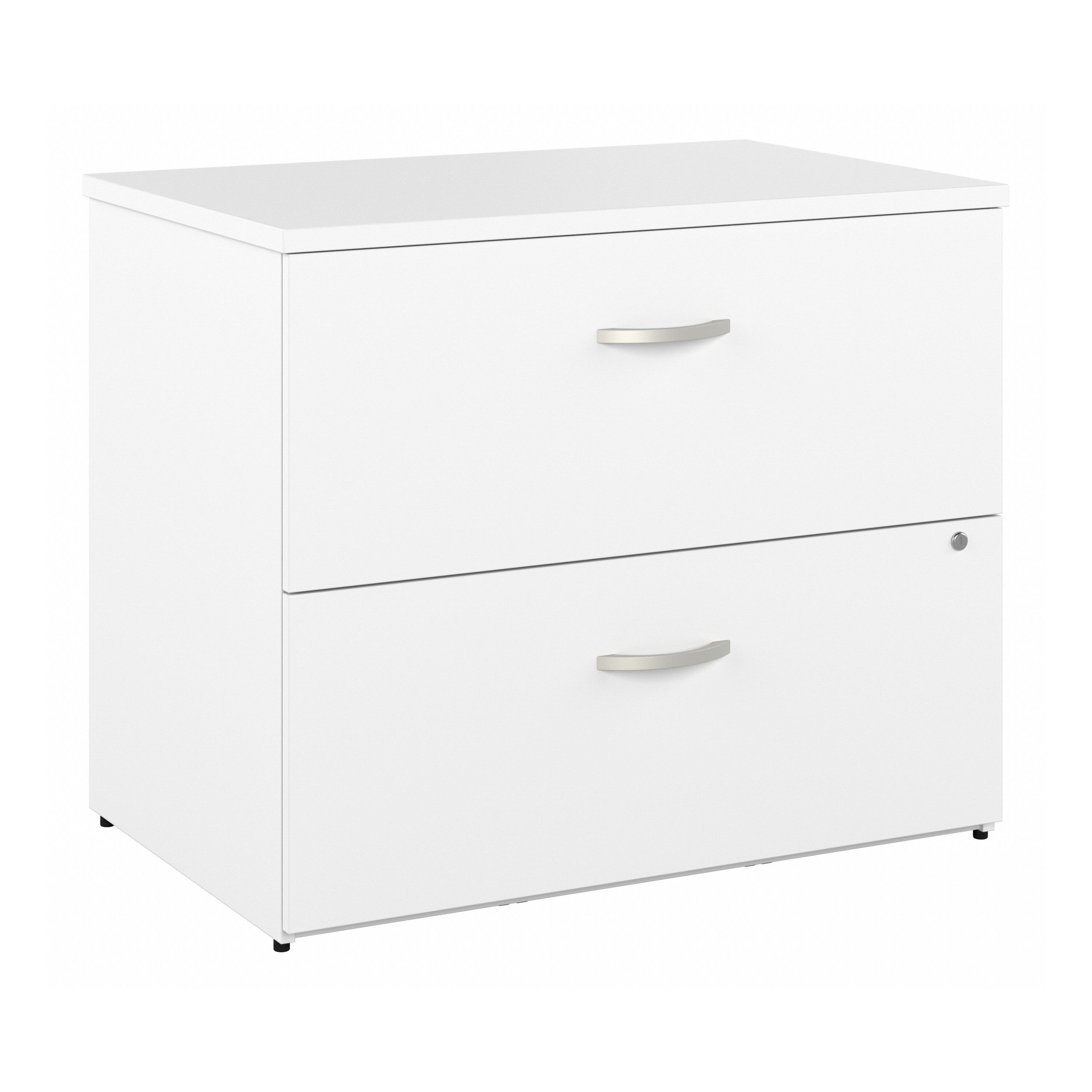 Bush Business Furniture Easy Office 2 Drawer Lateral File Cabinet in Pure White - Assembled - 35.67" Width x 23.35" Depth x 29.84" Height