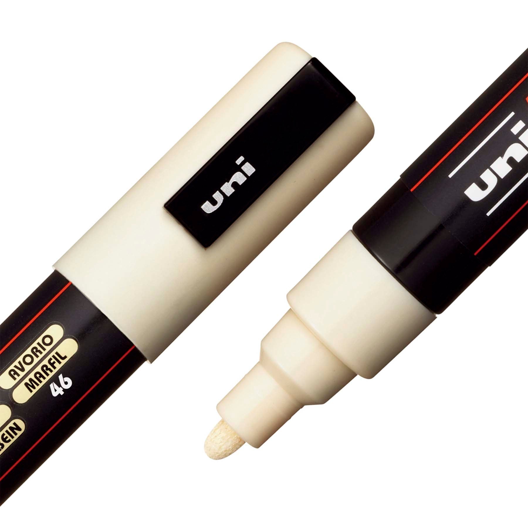 uni® POSCA PC-5M Water-Based Paint Markers, Reversible Medium Tip (1.8-2.5mm), Ivory