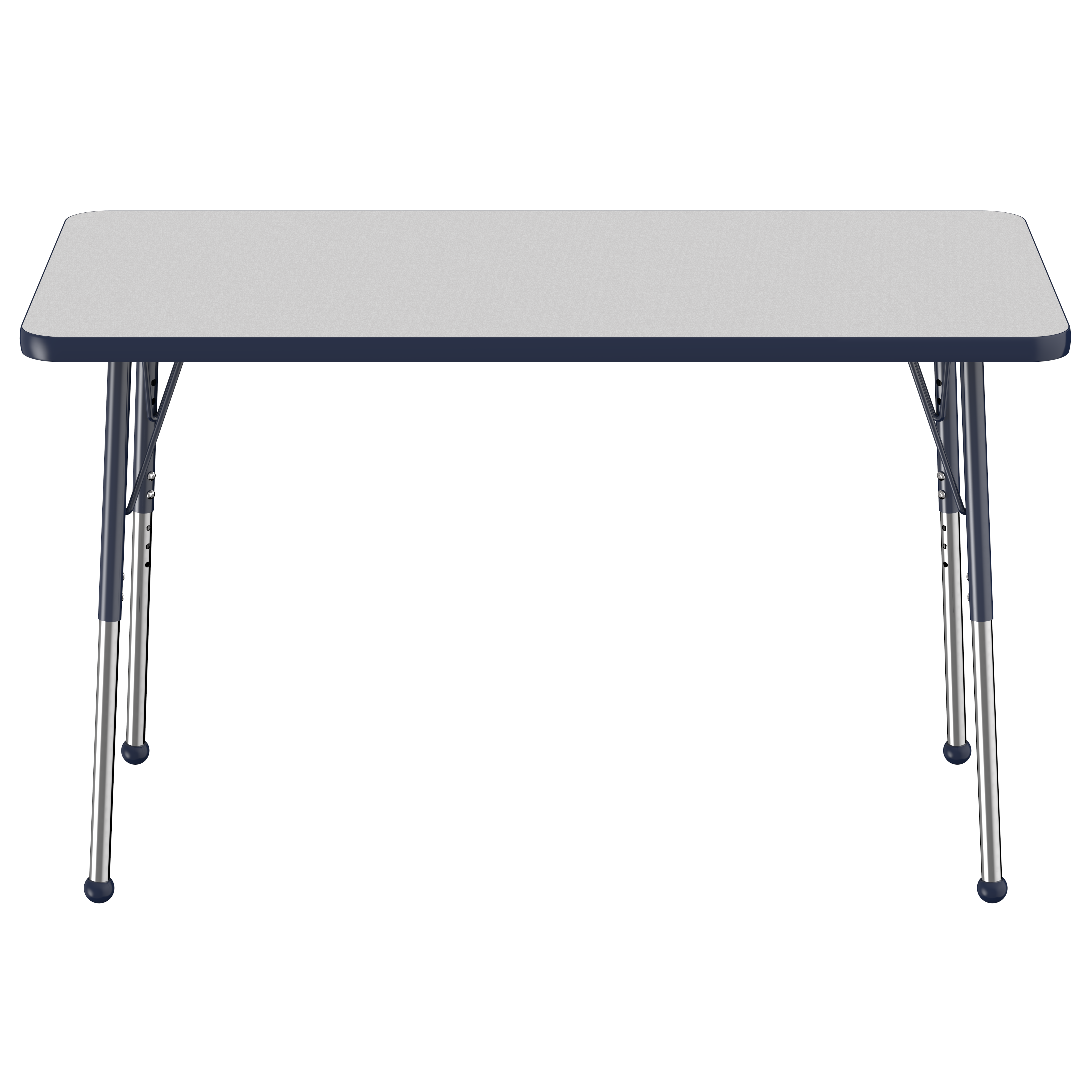 24" x 48" Rectangle T-Molding Activity Table with Adjustable Standard Ball Glide Legs - Gray/Navy
