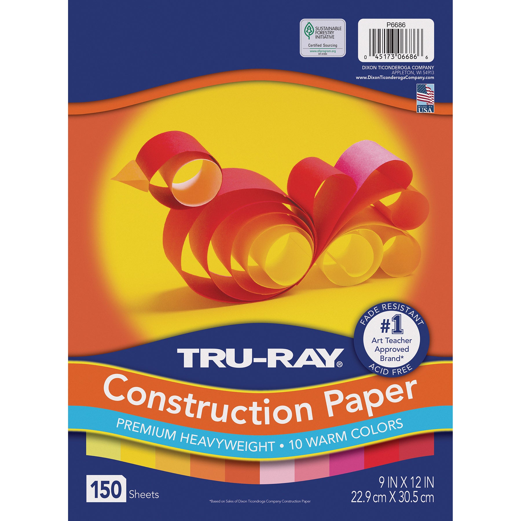 Construction Paper, Heavyweight, Warm Assorted, 9" x 12", 150 Sheets