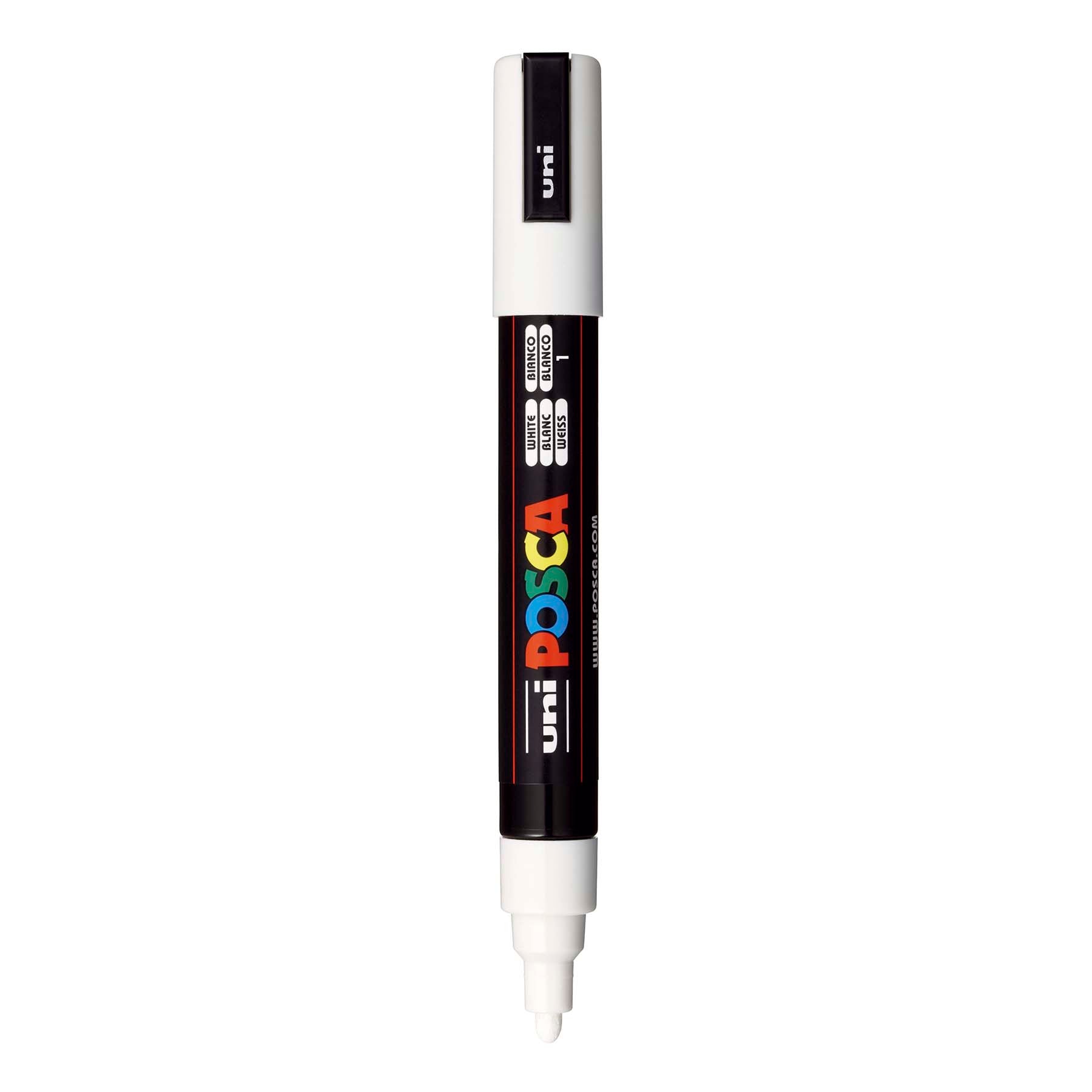 uni® POSCA PC-5M Water-Based Paint Markers, Reversible Medium Tip (1.8-2.5mm), White