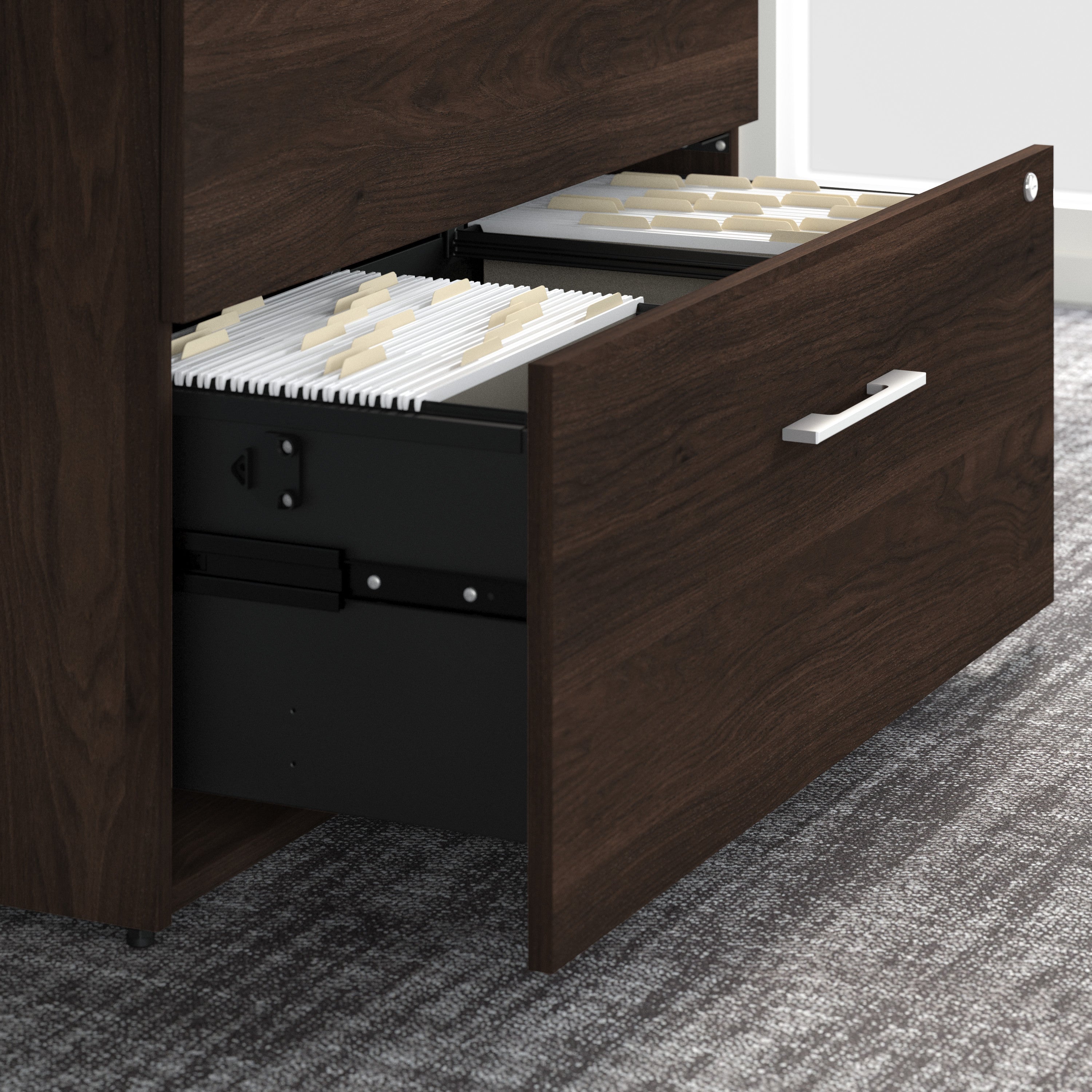Bush Business Furniture Office 500 36W 2 Drawer Lateral File Cabinet in Black Walnut - Assembled - 35.67" Width x 23.35" Depth x 29.84" Height
