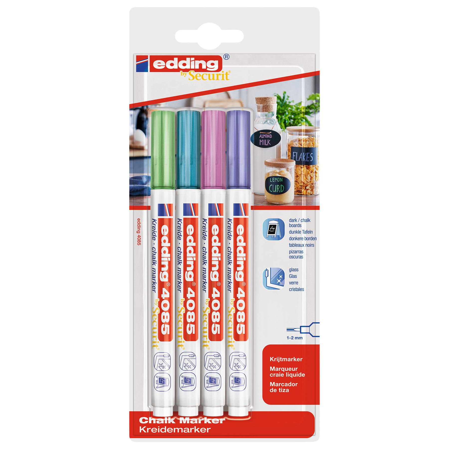 edding 4085 Chalk Marker Blister 4pk - Metallic