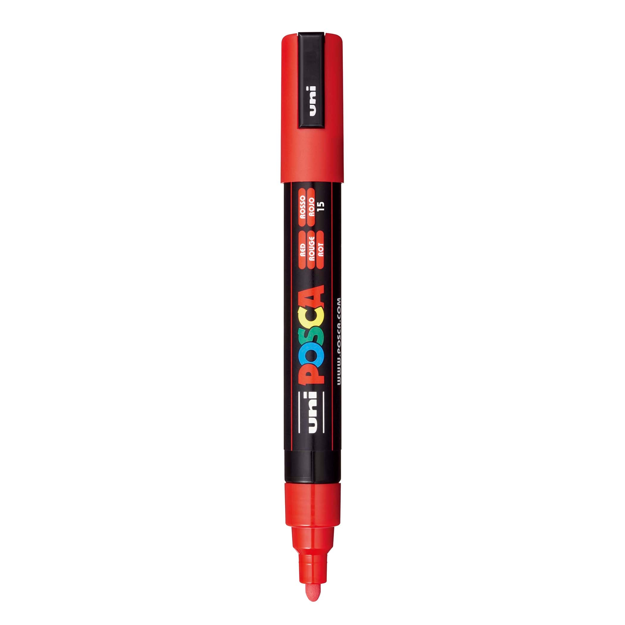 uni® POSCA PC-5M Water-Based Paint Markers, Reversible Medium Tip (1.8-2.5mm), Red