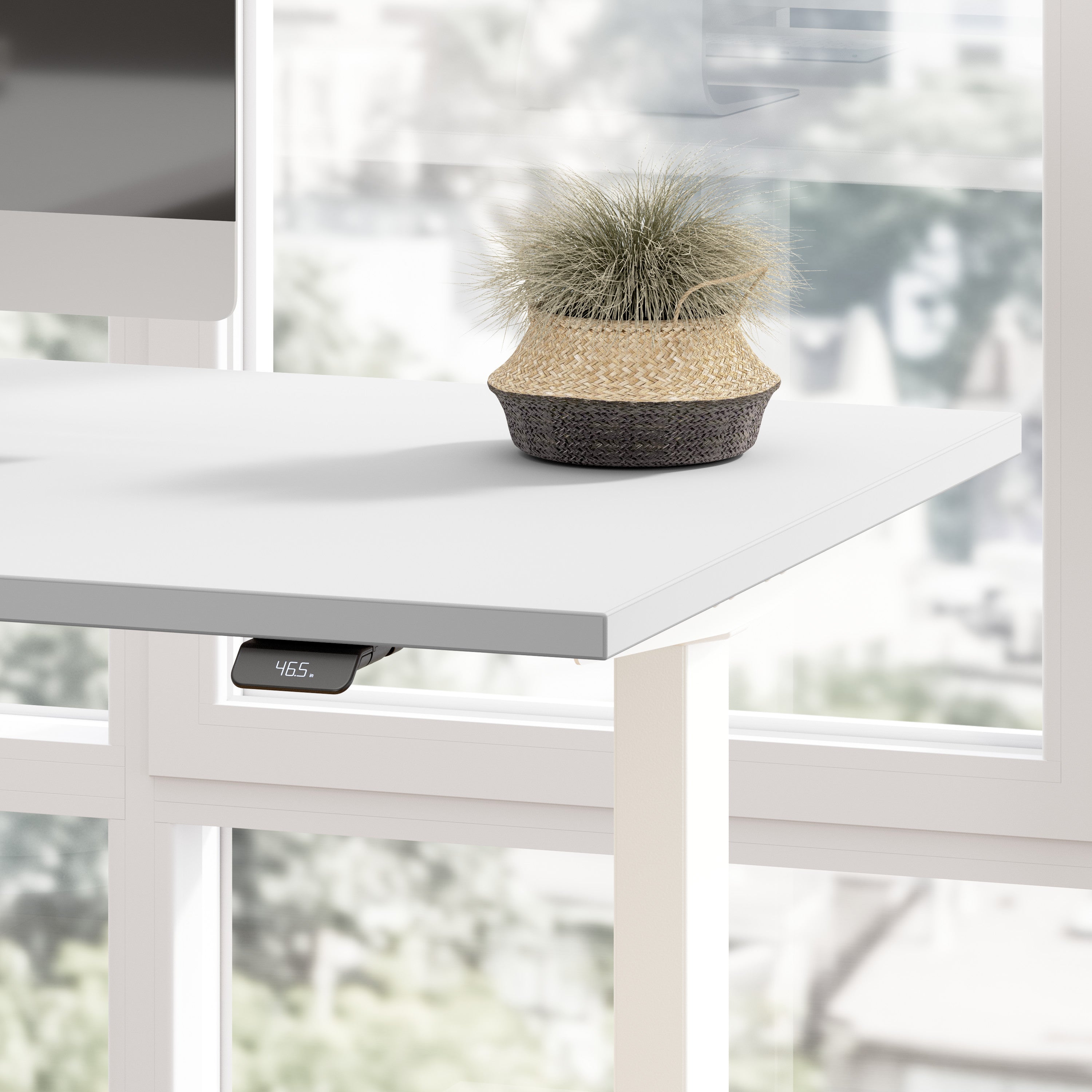 Bush Business Furniture Move 40 Series 60W x 30D Electric Height Adjustable Standing Desk in White with White Base - 59.45" Width x 29.37" Depth x 28.17" Height