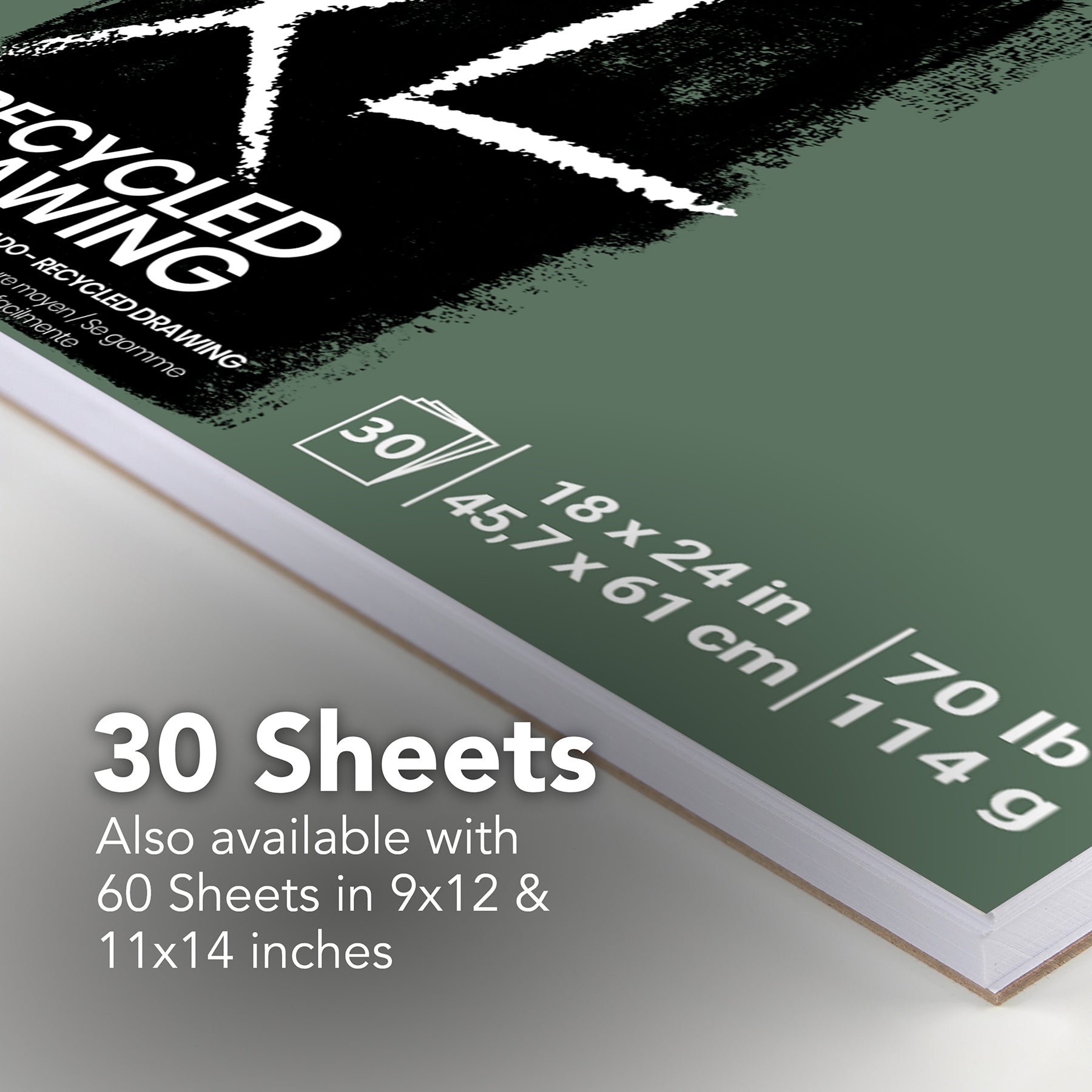 XL Series Drawing Pad, Recycled, Side Wire Binding, 30 Sheet, 18x24 inch, 1 Count