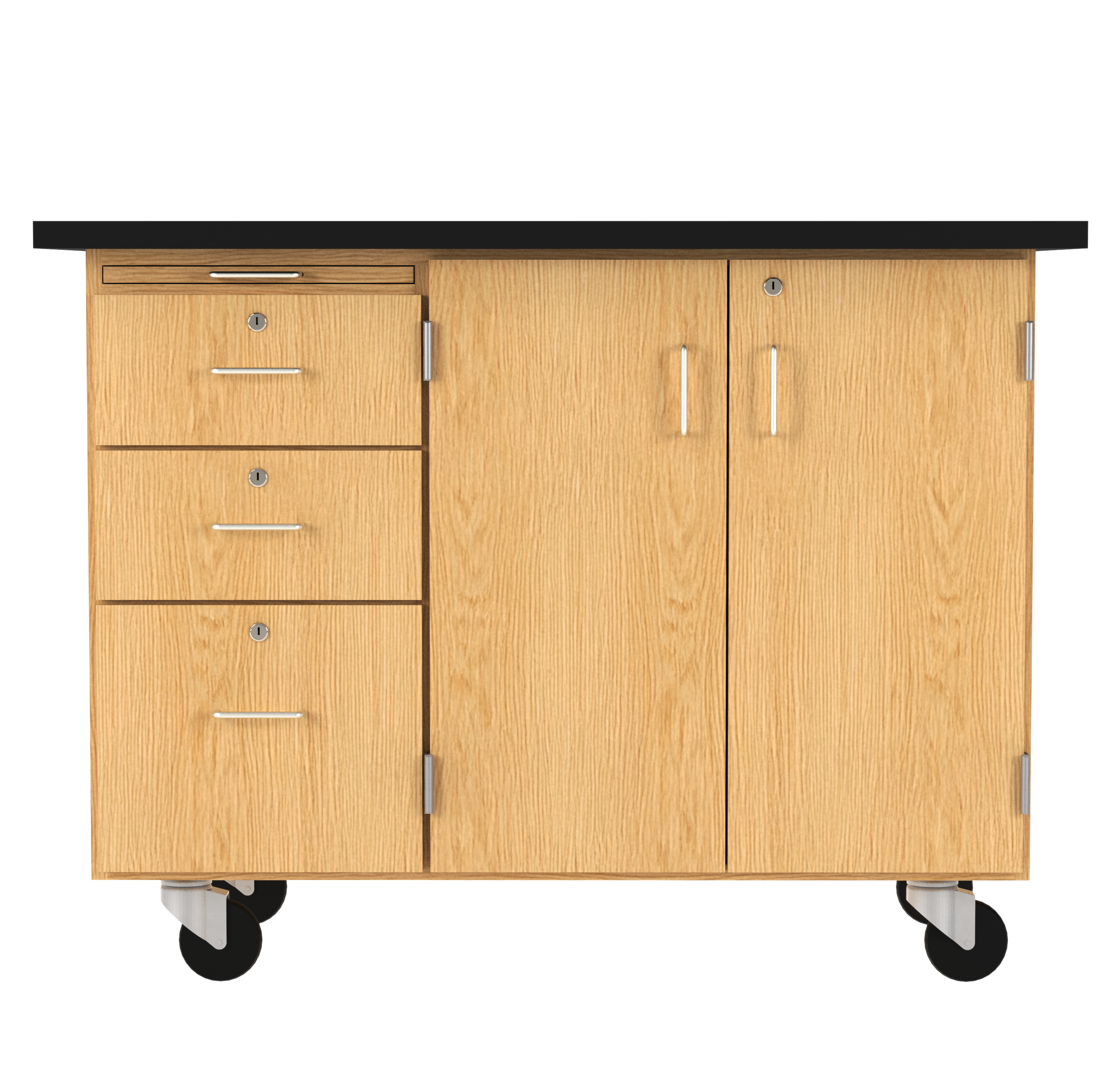 Kinetic Mobile Demo Center with Sink and Storage - Red Oak, 48"W x 28"D x 36"H