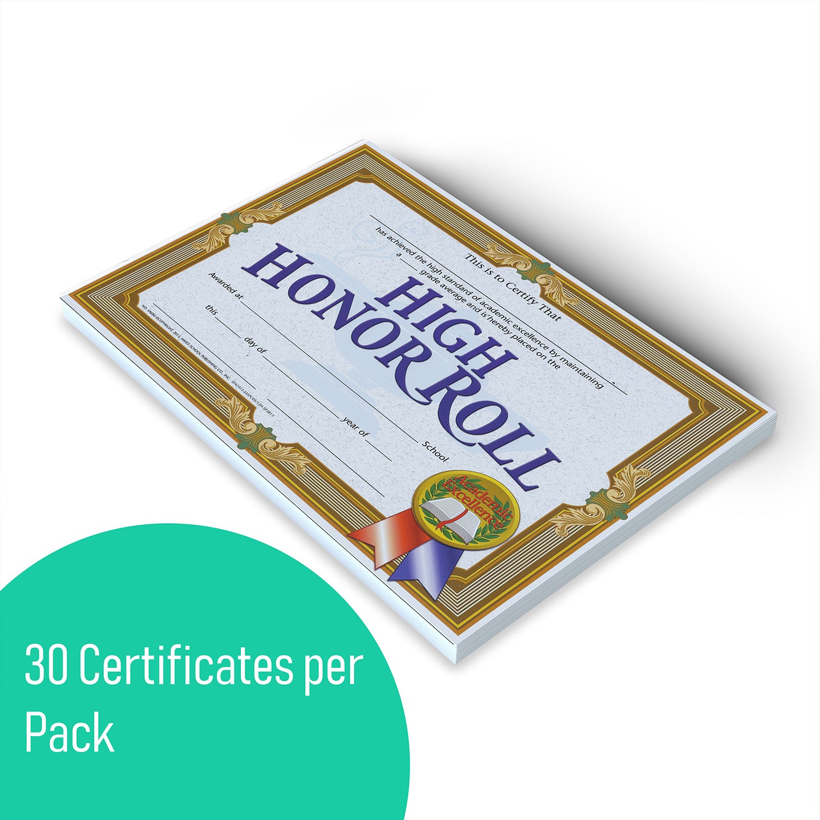 High Honor Roll Certificate, 8.5" x 11", Pack of 30