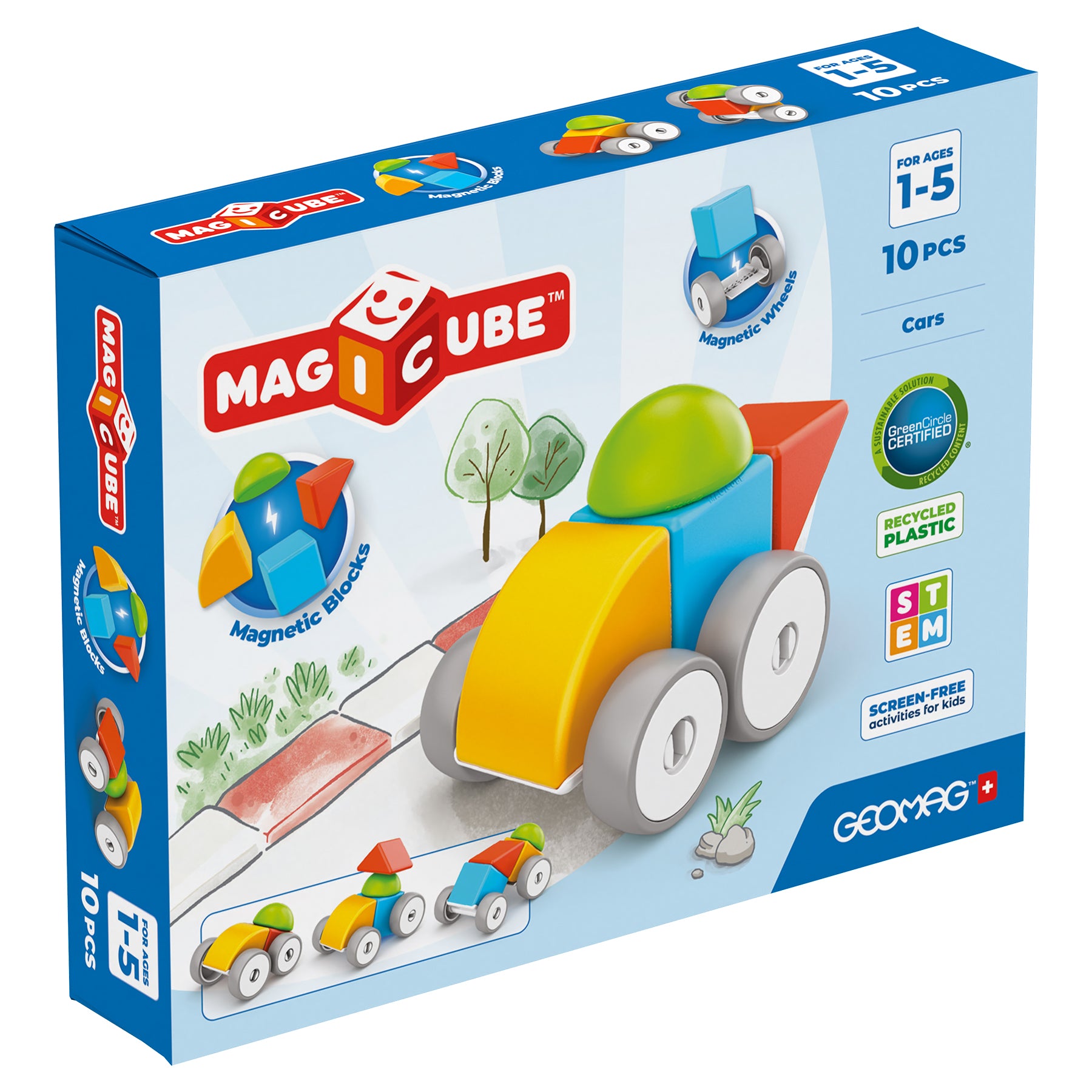 Geomag™ Magicube Magnetic Building Cubes, Cars, 10 Pieces
