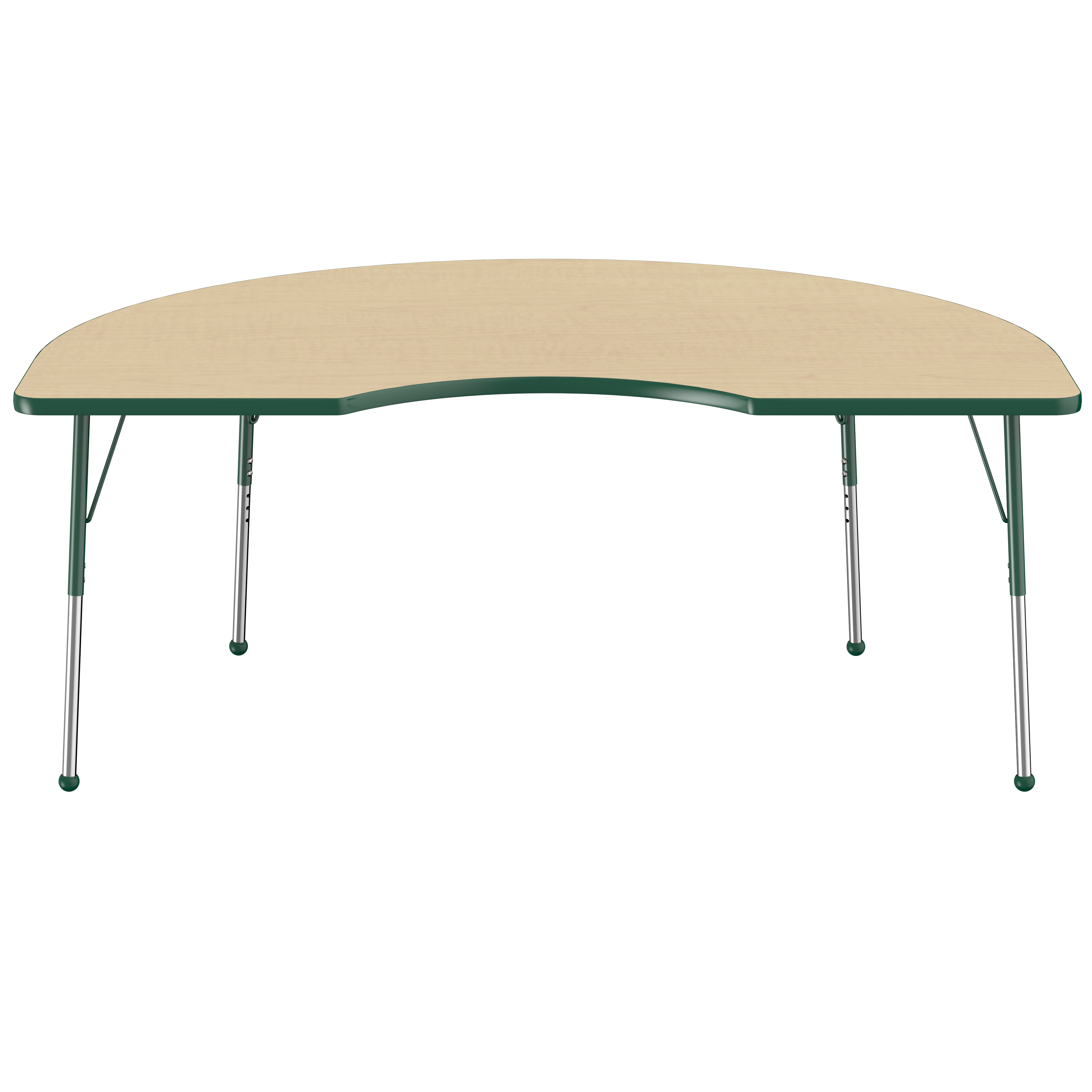 48" x 72" Kidney T-Molding Activity Table with Adjustable Standard Ball Glide Legs - Maple/Green