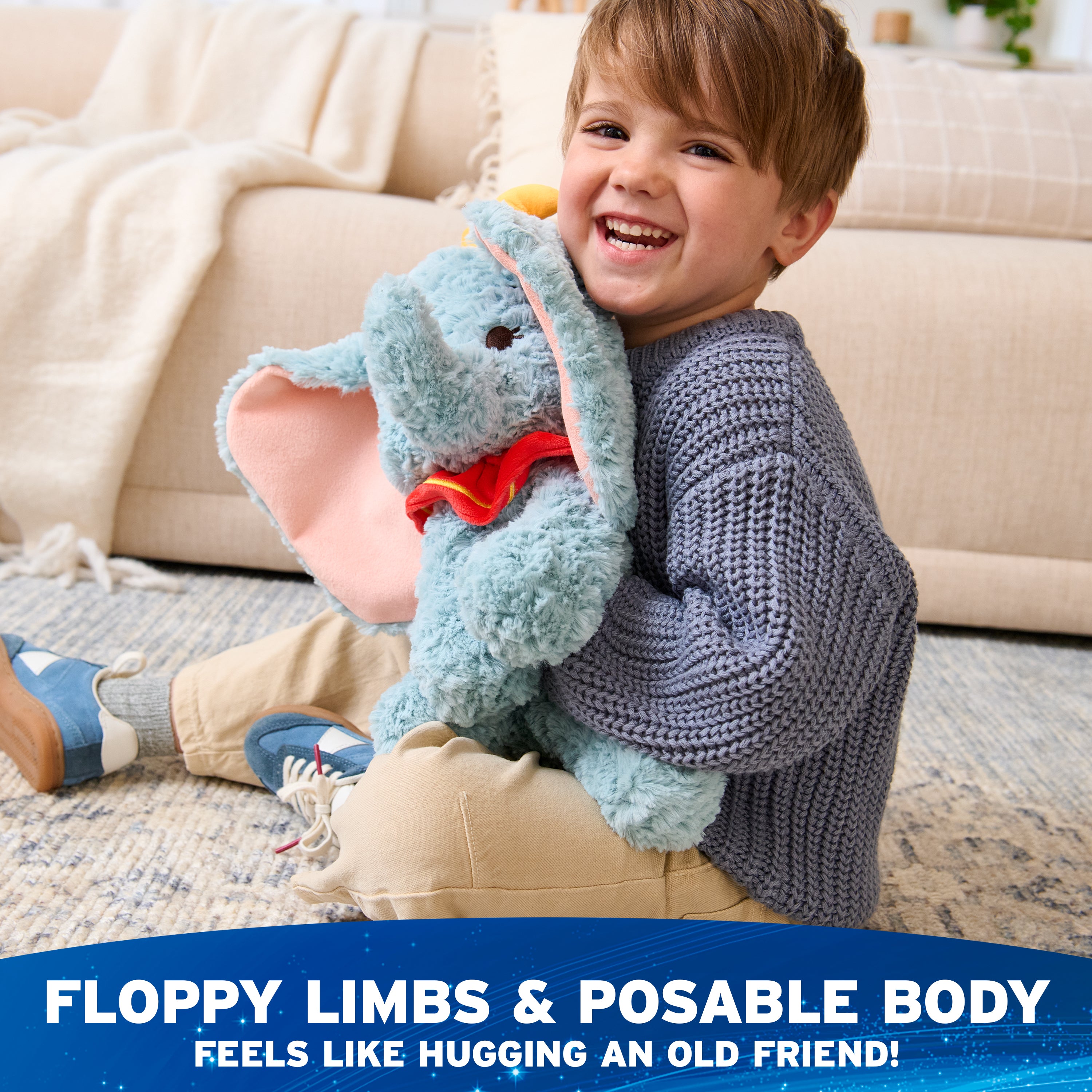 GUND Disney Official Dumbo Plush, Disney Cozys Collection, Dumbo Toys, Elephant Stuffed Animal for Ages 1 and Up, Gray, 10”