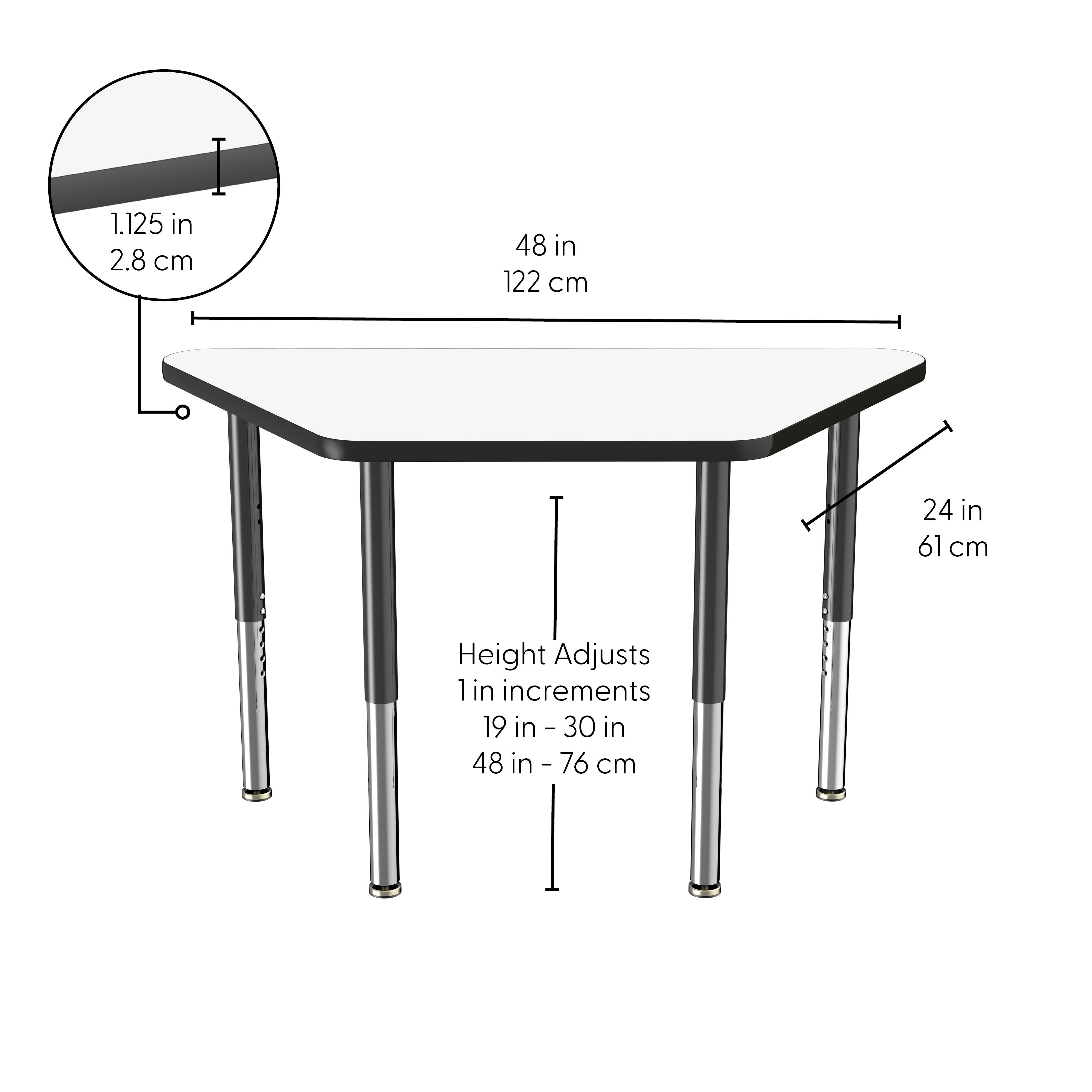 24" x 48" Trapezoid Dry-Erase Activity Table with Adjustable Super Legs - Whiteboard/Black