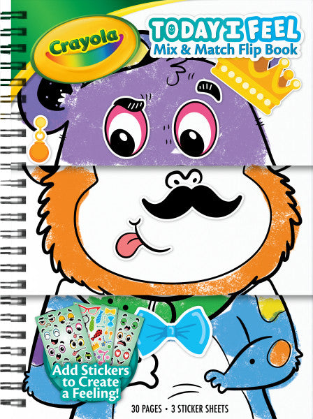 Crayola Toddler Feelings Flip Book, Animal Coloring & Stickers, Mix & Match Emotions, Educational Gifts for Kids