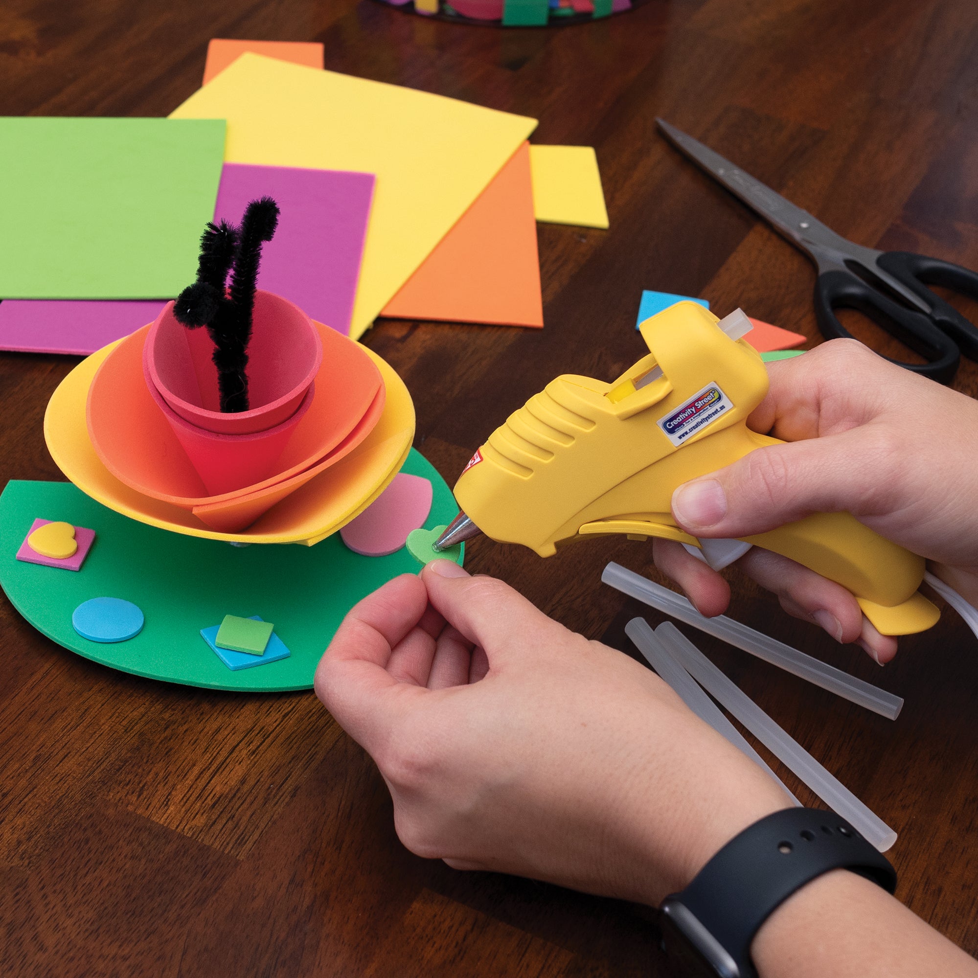 Low-Temp Mini Glue Gun, Yellow, 5.5" x 4", 1 Glue Gun + 3 Glue Sticks