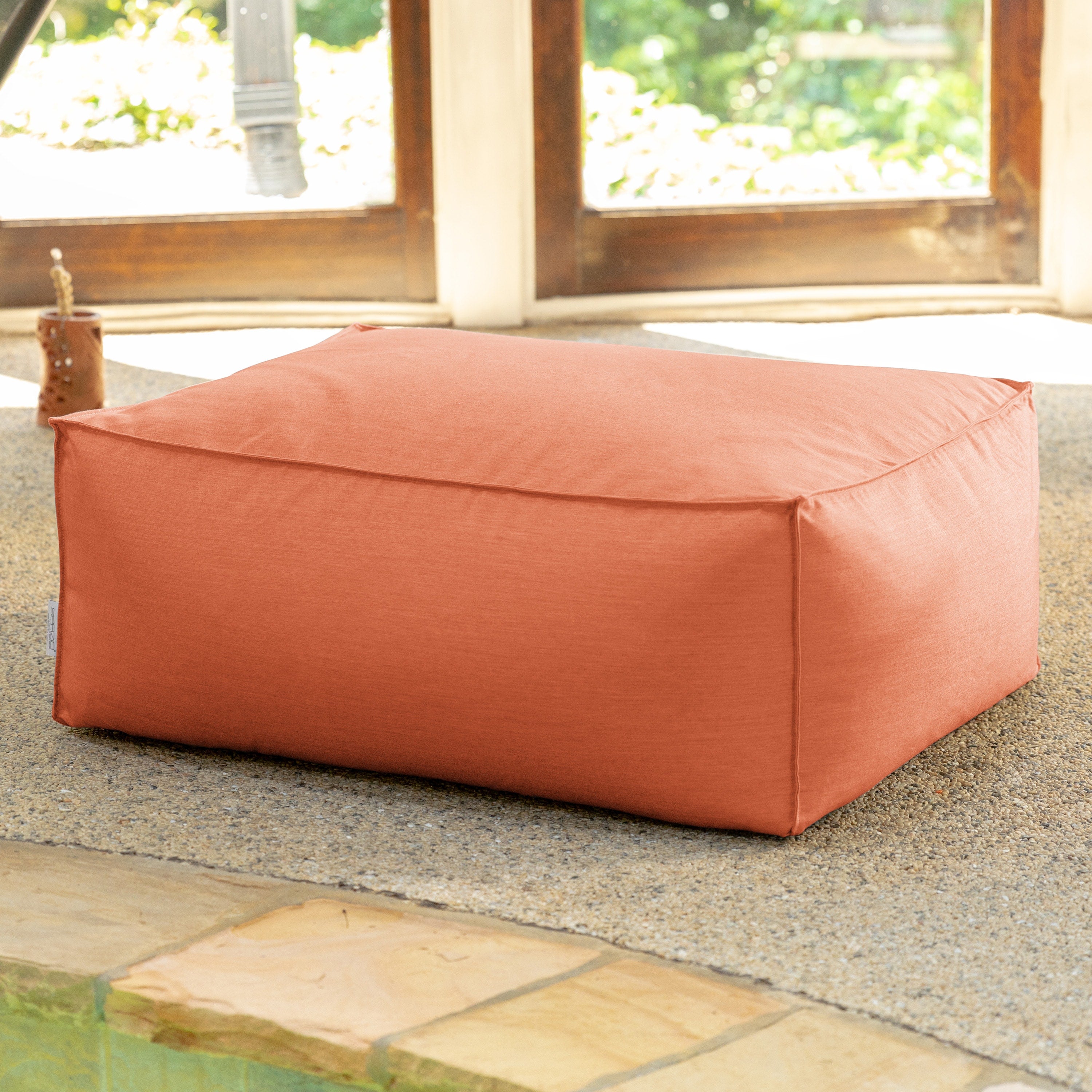 Baya Outdoor Ottoman - Sunbrella, Coral