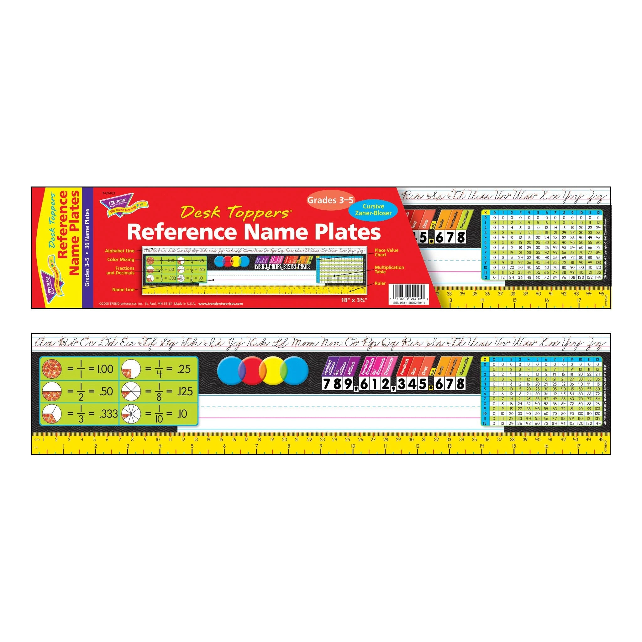 Gr. 3-5 Zaner-Bloser Desk Toppers® Ref. Name Plates, 36 ct