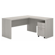 Bush Business Furniture Echo L Shaped Desk with Mobile File Cabinet in Gray Sand - 60" Width x 59.84" Depth x 30" Height